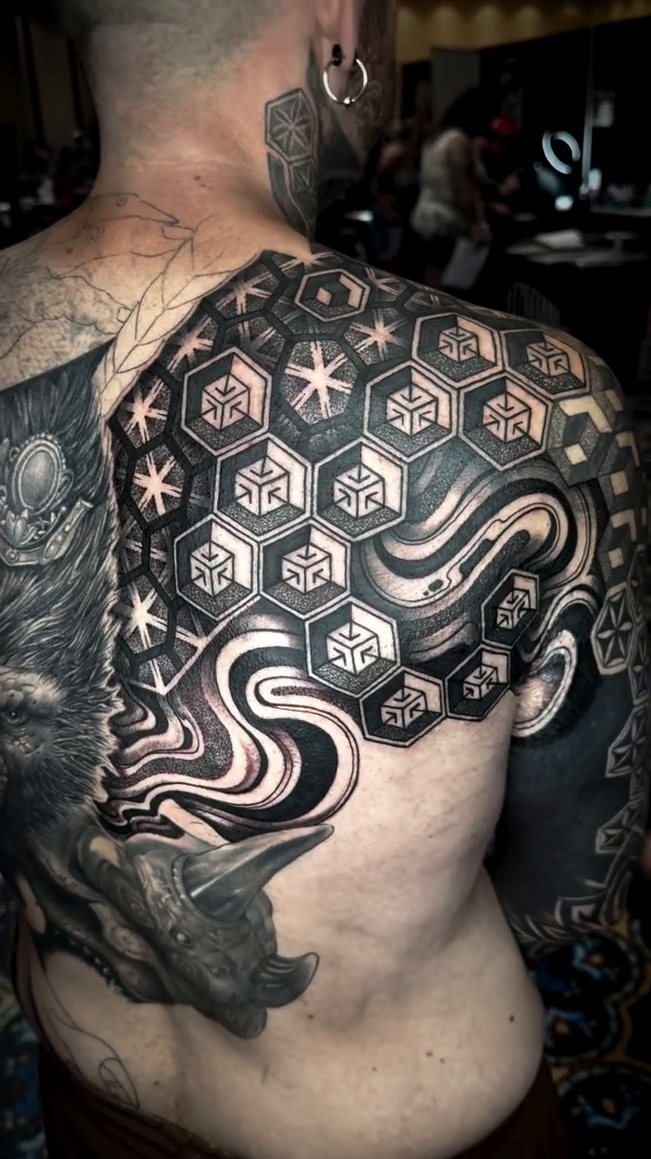 Tattoo by @julianotattoo — geometric, black_and_grey