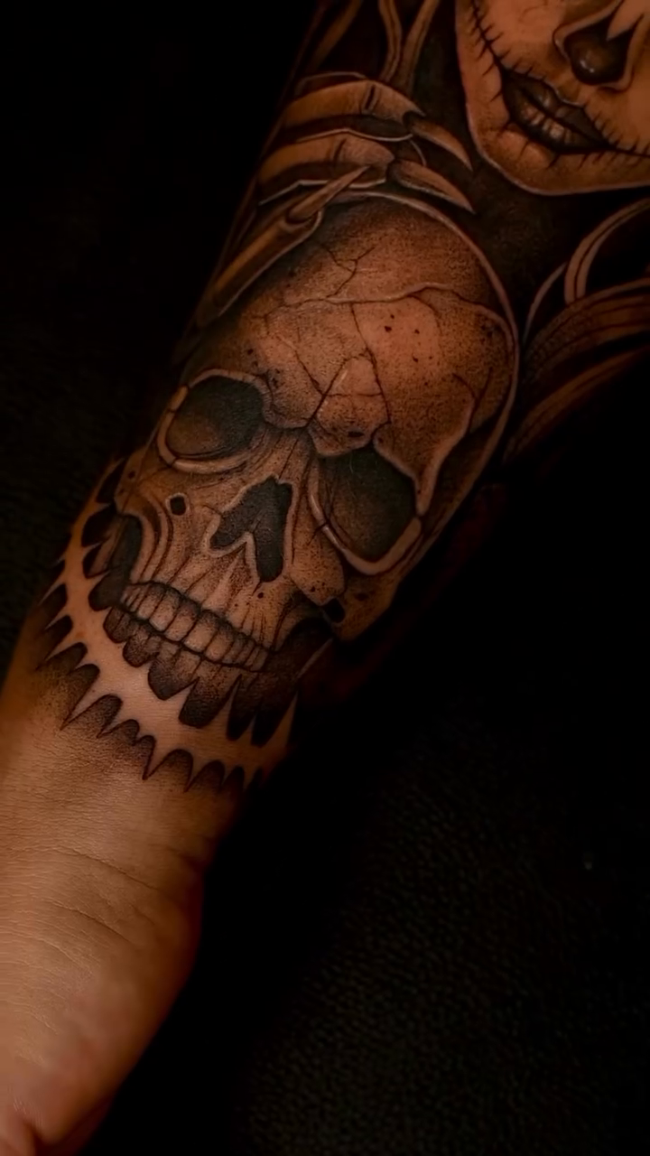 Tattoo by @guritattedyou — dark_realism, black_and_grey