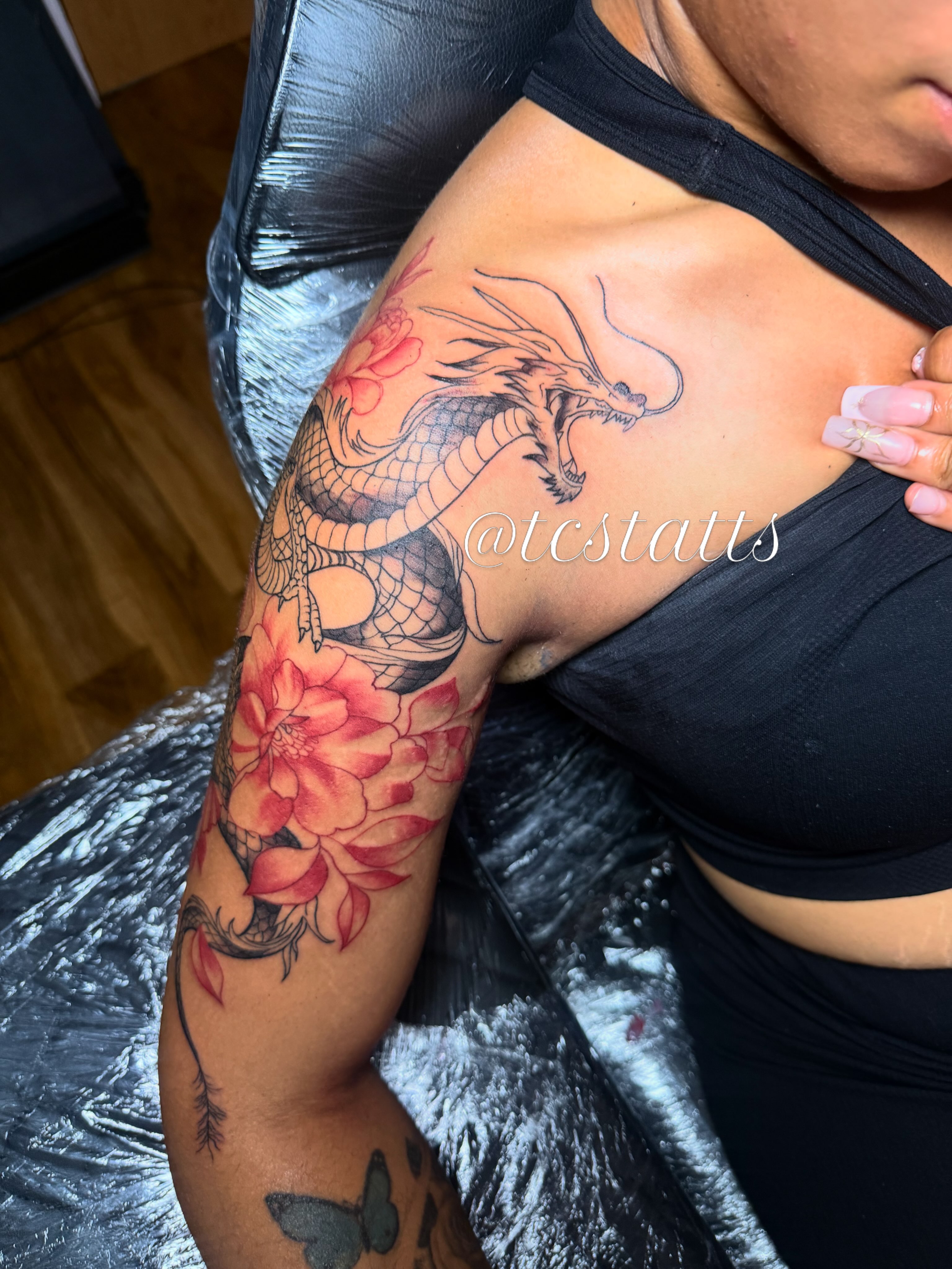 Tattoo by @tcstatts — japanese_irezumi, dotwork