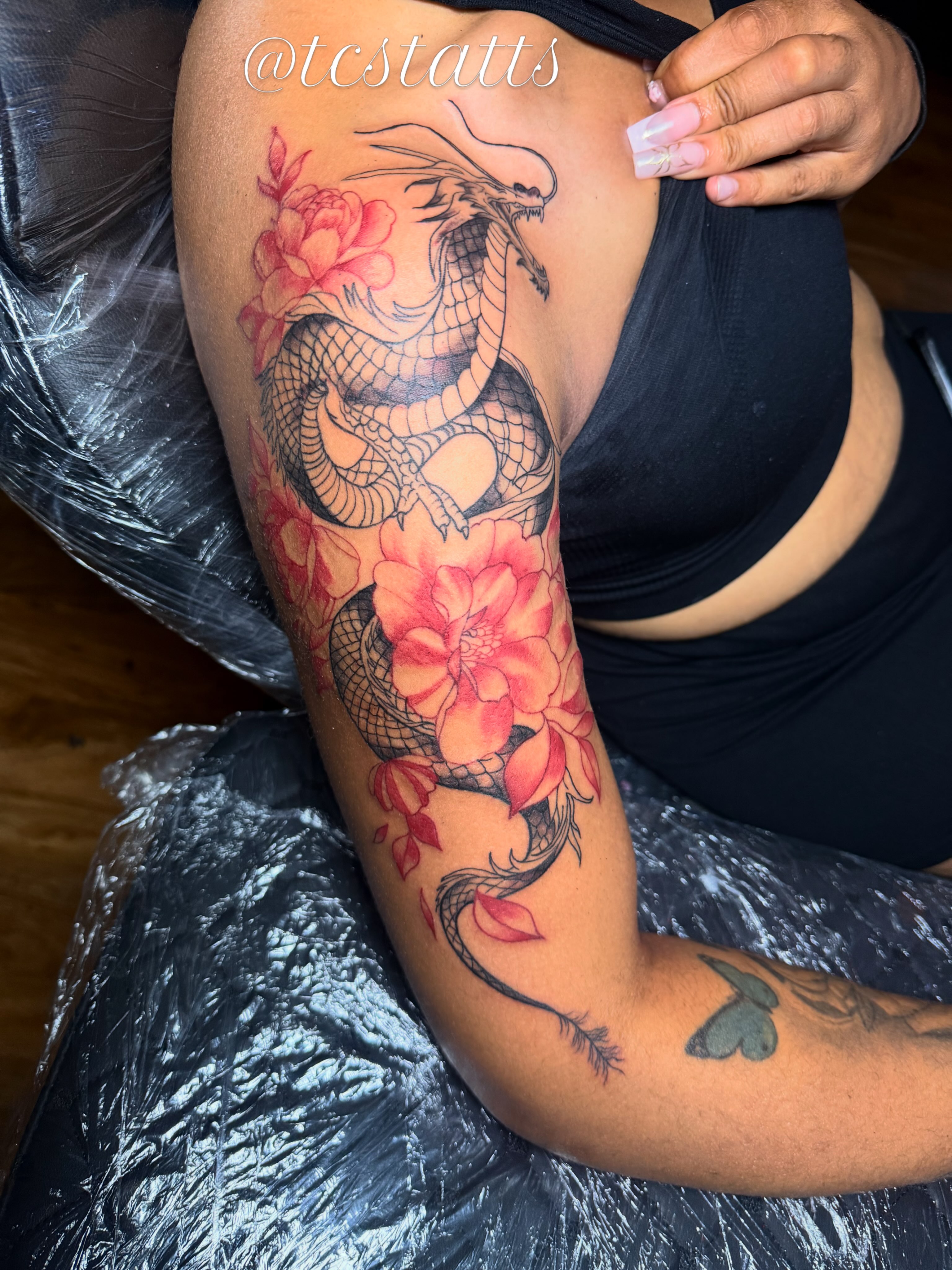 Tattoo by @tcstatts — japanese_irezumi, dotwork