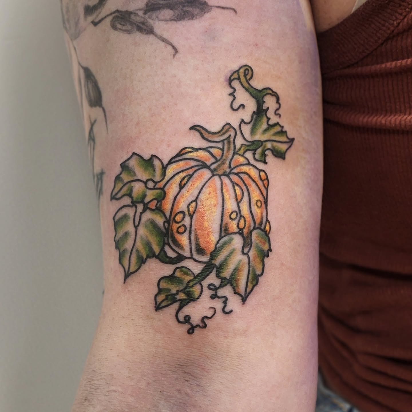 Pumpkin realism tattoo on the forearm by Sonya ๐ฟ๐ธ๐พ