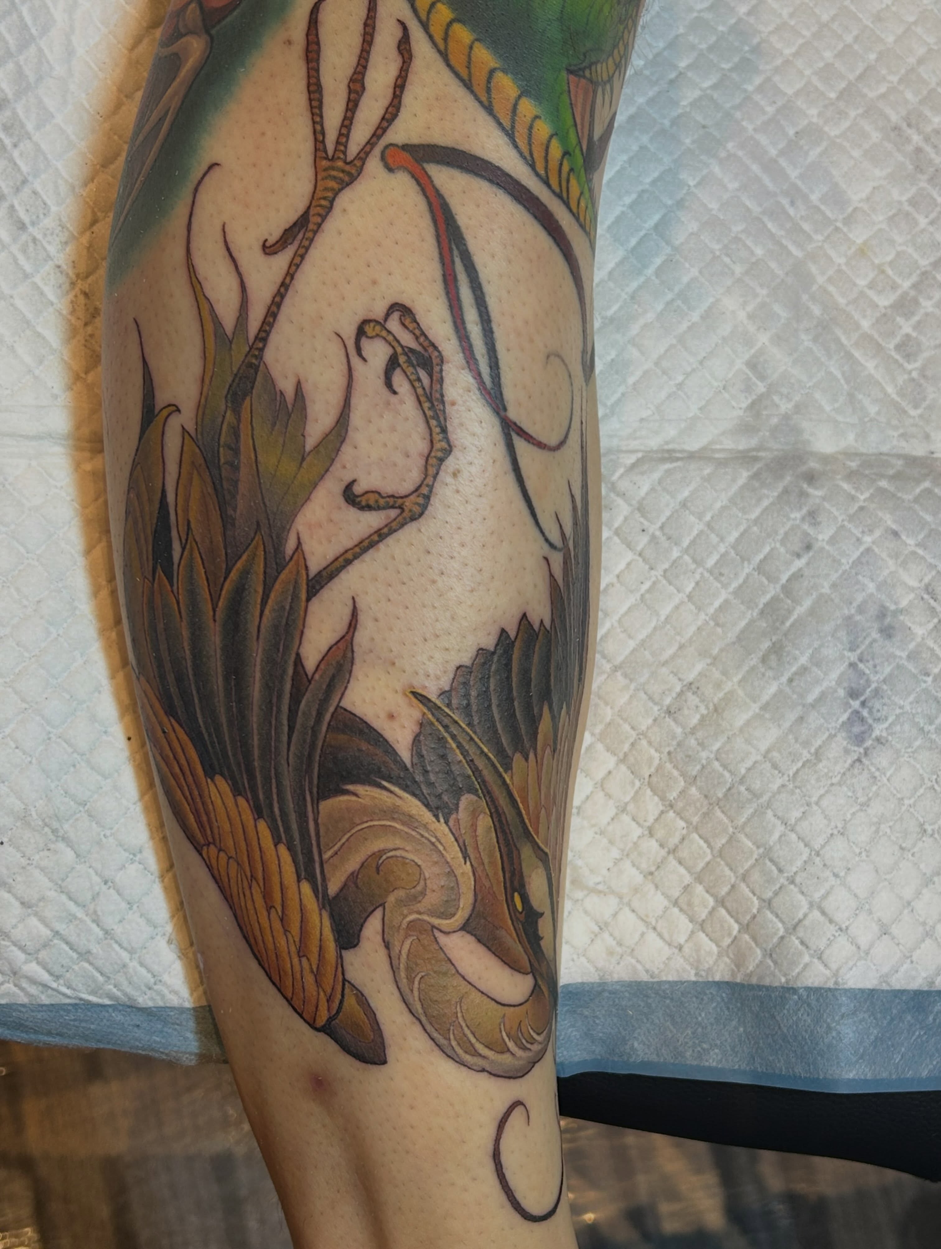 Dragon and seaweed dotwork tattoo on the forearm by Marvin Silva