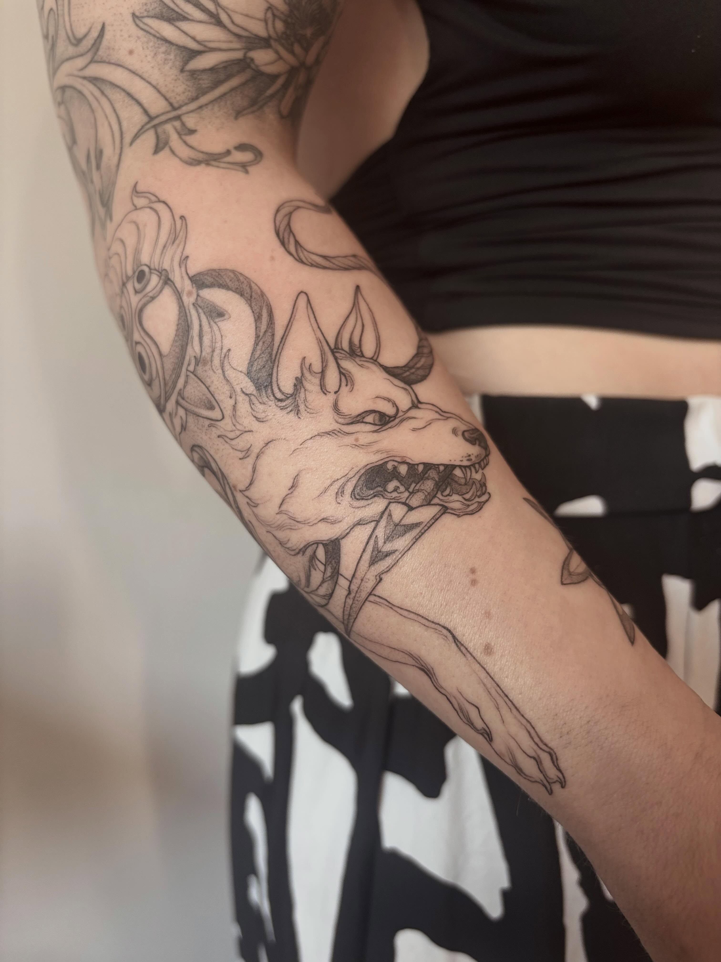 Wolf head realism tattoo on the forearm by vaprol tattoo ✧ Boston