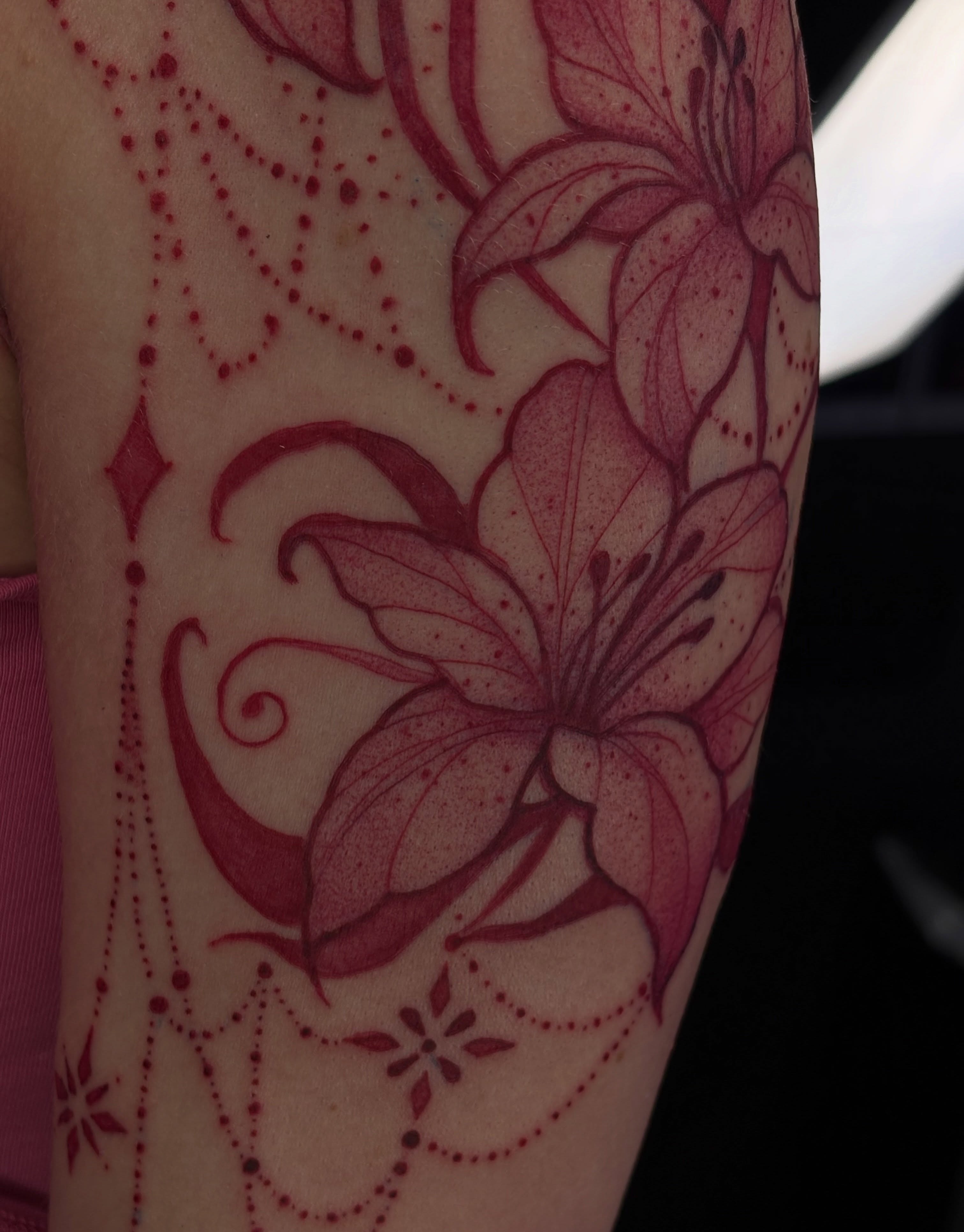Lily dotwork tattoo on the forearm by πͺππππ π¨ππππππ
ππ π΅π, West Hempstead, New York