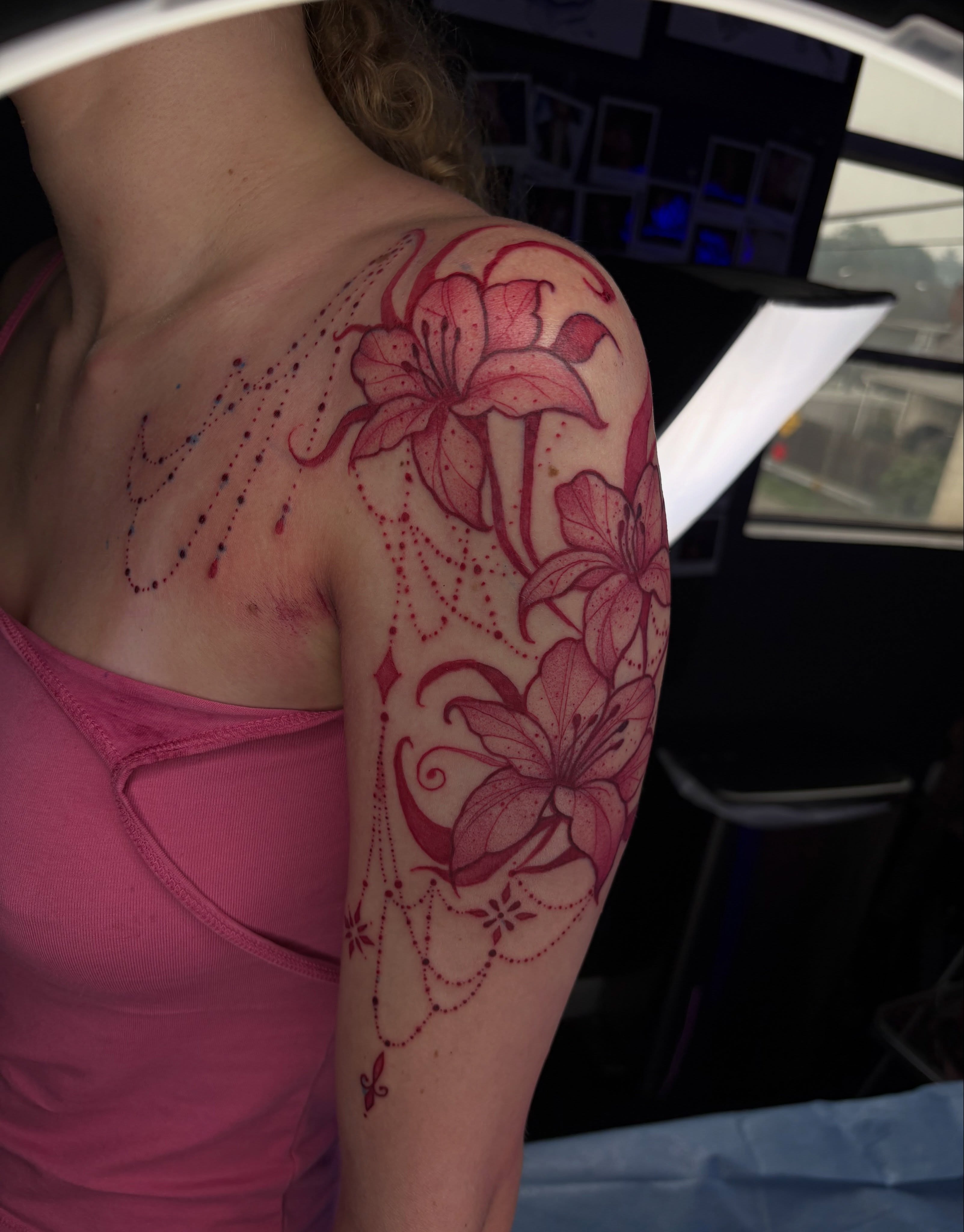 Lilies dotwork tattoo on the shoulder by πͺππππ π¨ππππππ
ππ π΅π, West Hempstead, New York