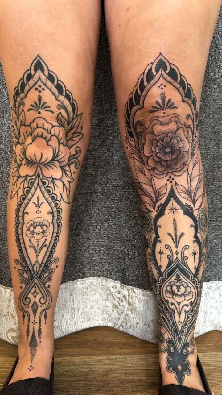 Ornamental floral leg tattoo ornamental tattoo by ✤ Ornamental Tattoo Artist ✤