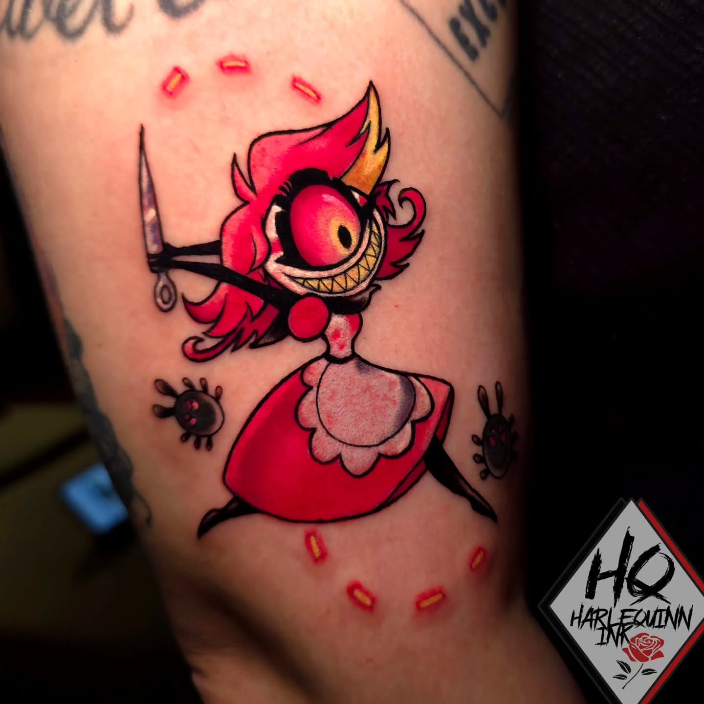 Red bird American traditional tattoo on the forearm by HarleQuinn_Ink