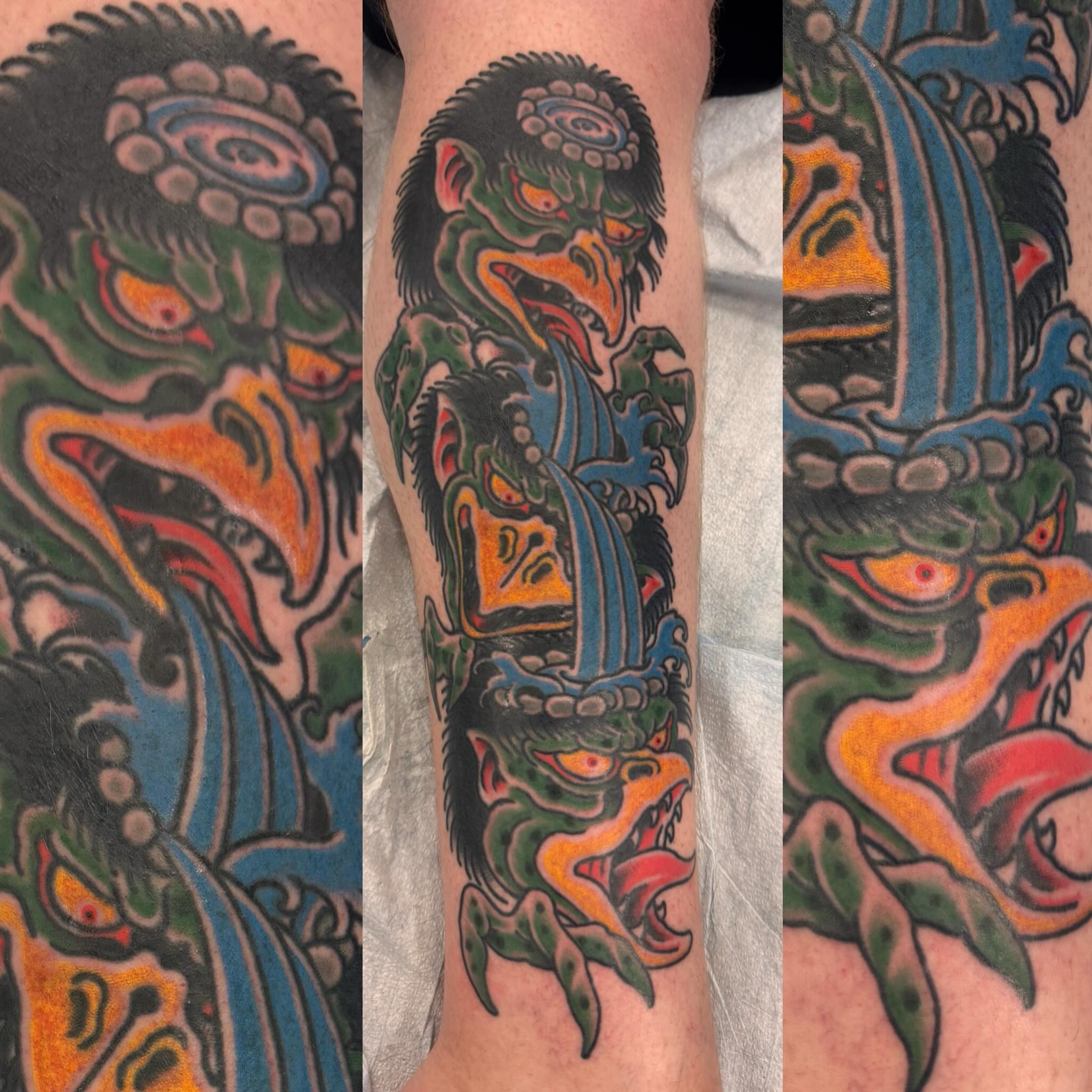 Tattoo by @thepinkmanther — american_traditional, dotwork