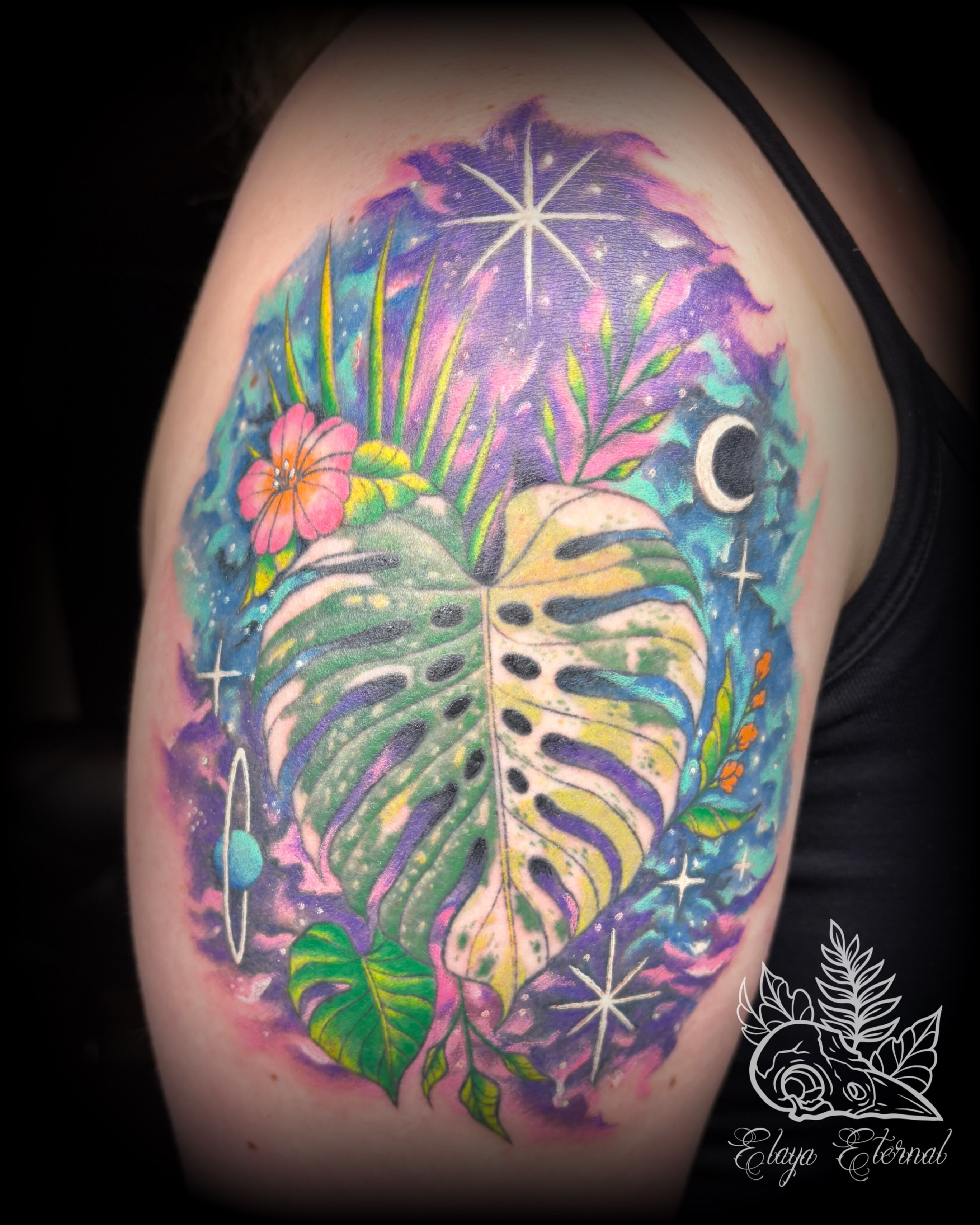Tattoo by @elaya.tattoo.artistry — watercolor, surrealism
