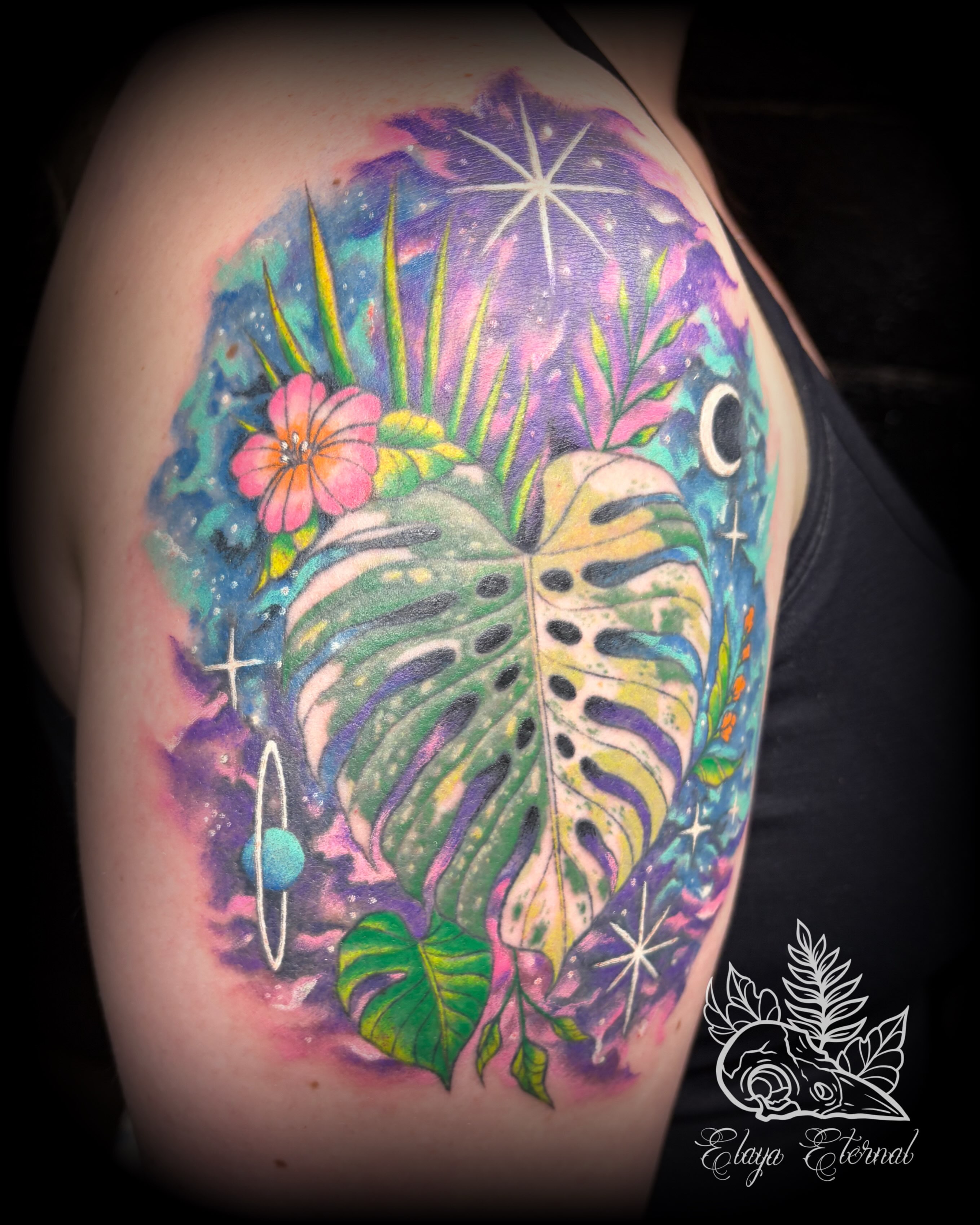 Tattoo by @elaya.tattoo.artistry — watercolor, surrealism