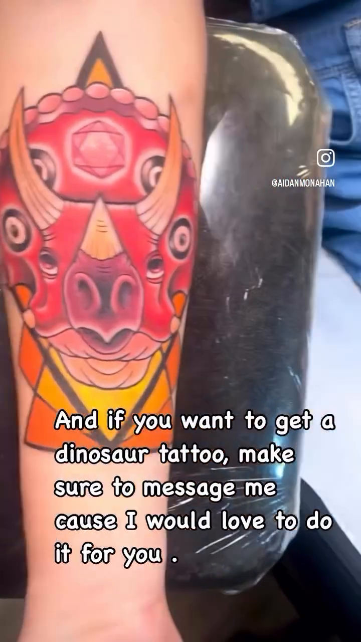 Dinosaur neo-traditional tattoo by Aidan Monahan Tattoo