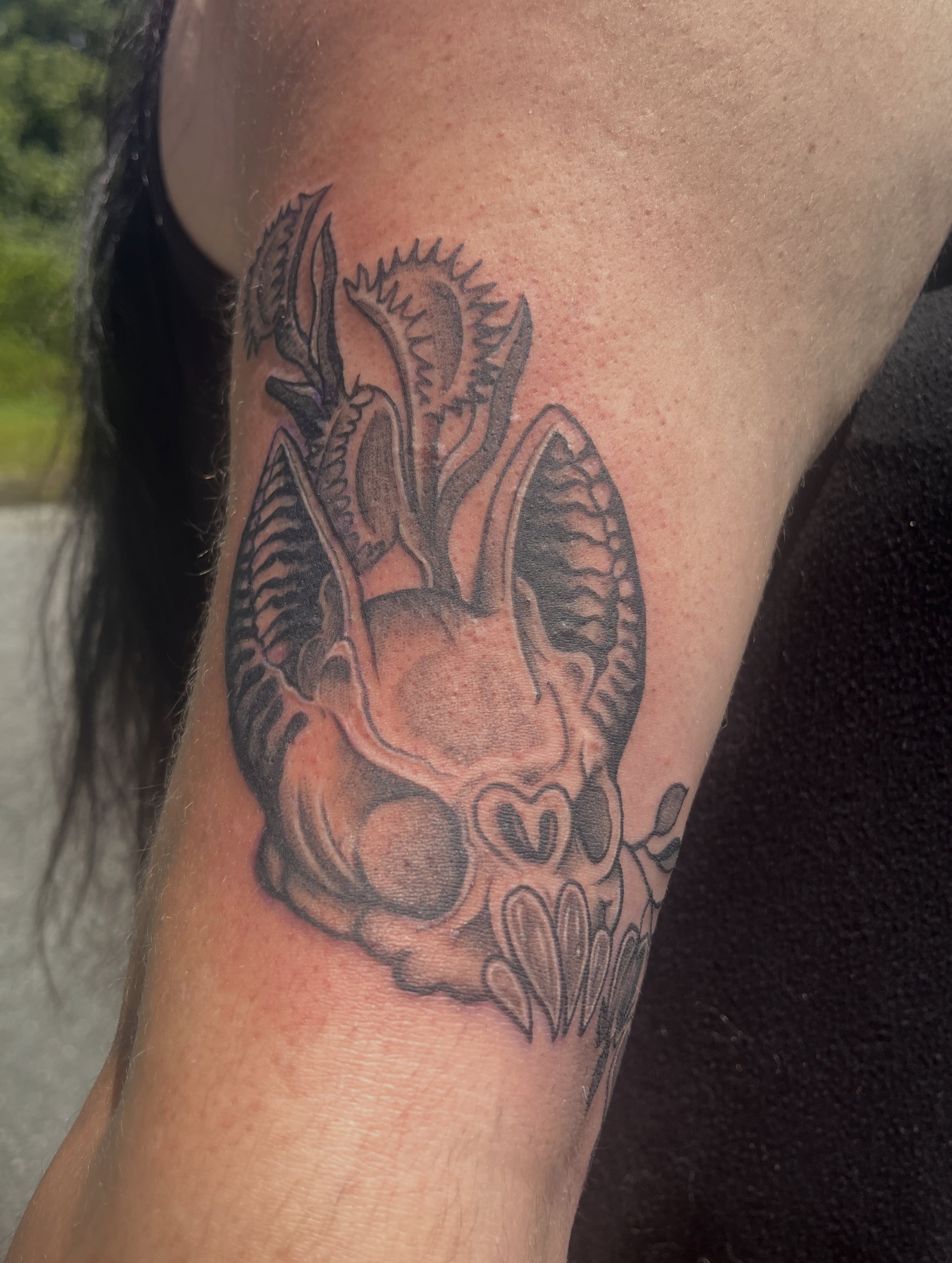 Tattoo by @anya.artistry.tattoos — black_and_grey