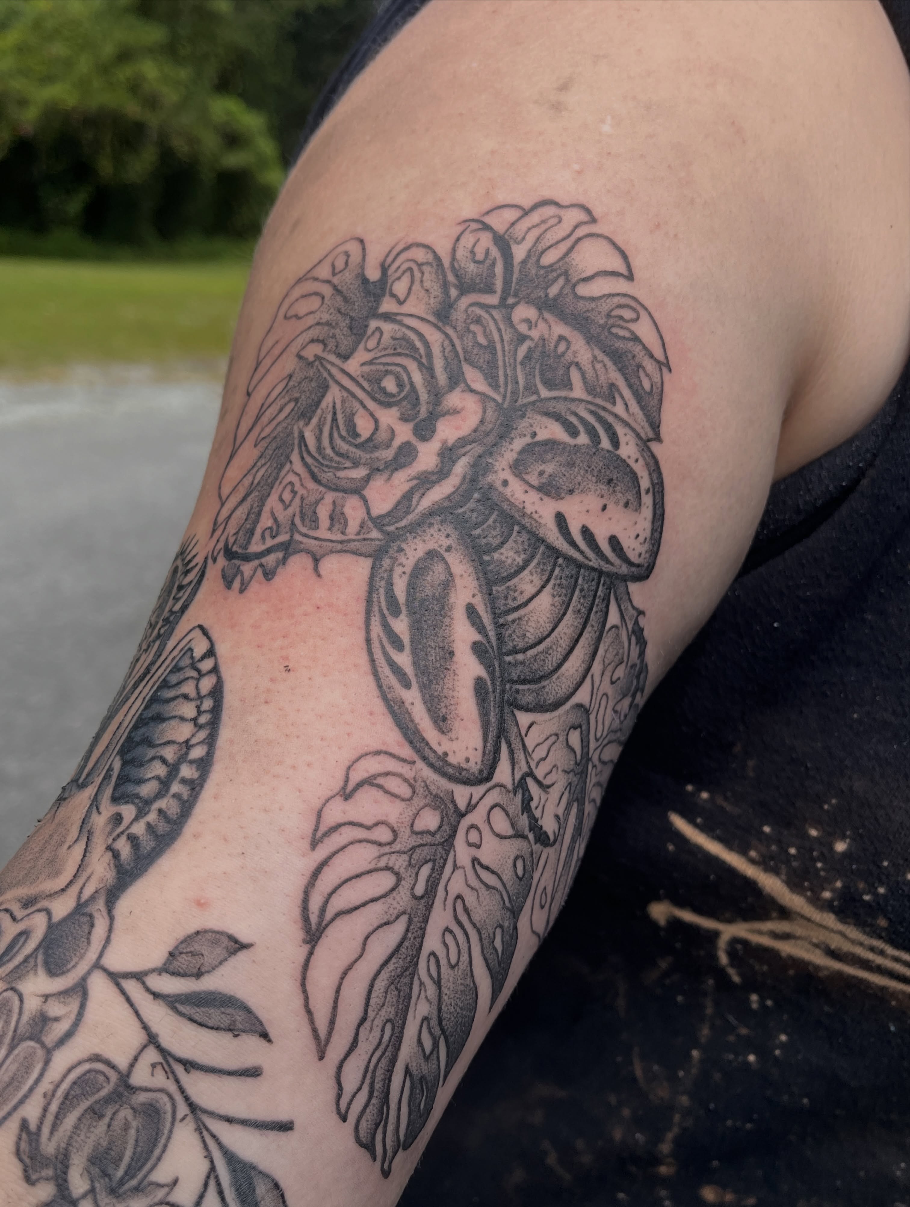 Tattoo by @anya.artistry.tattoos — black_and_grey