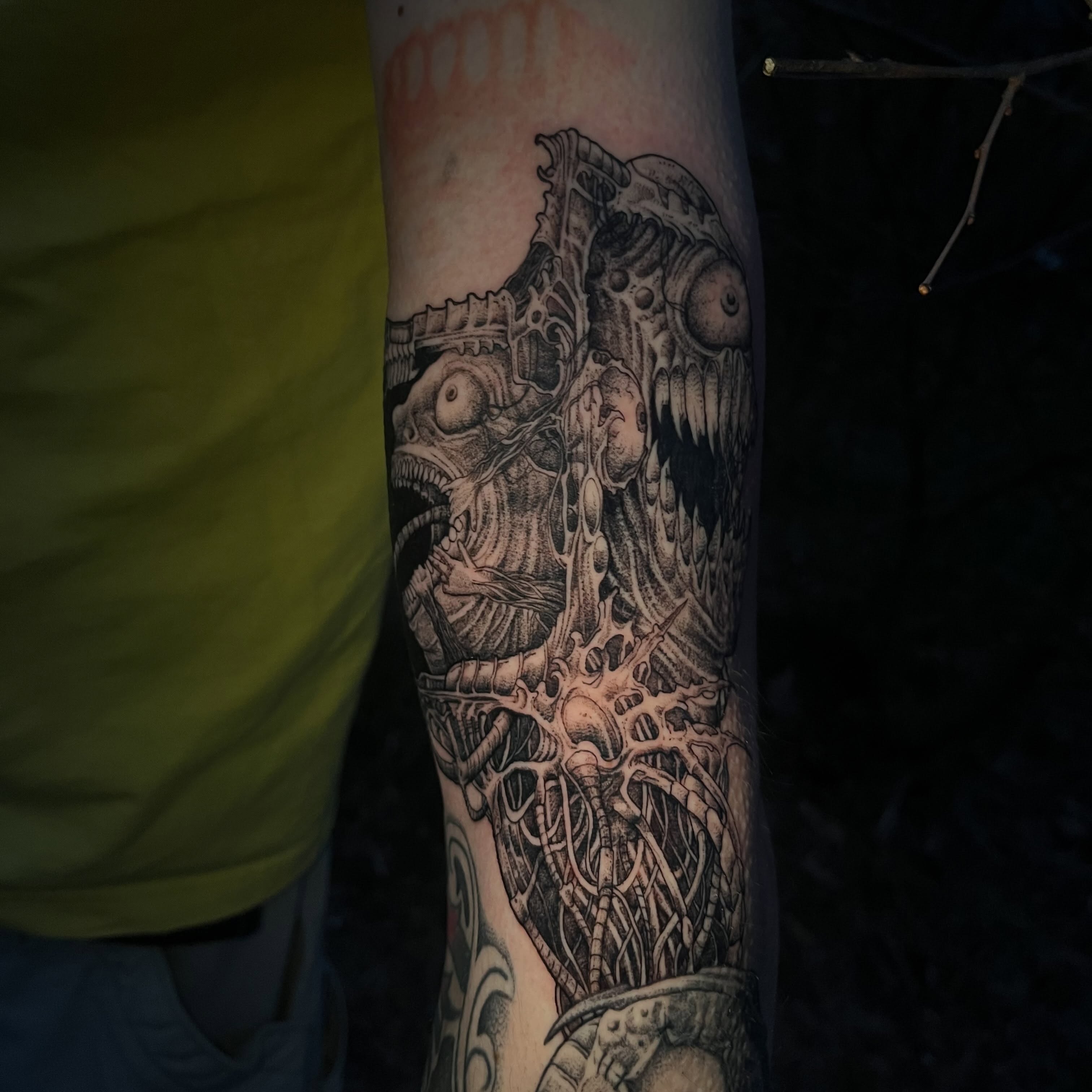 Cyborg realism tattoo on the forearm by Crawlspacecadet