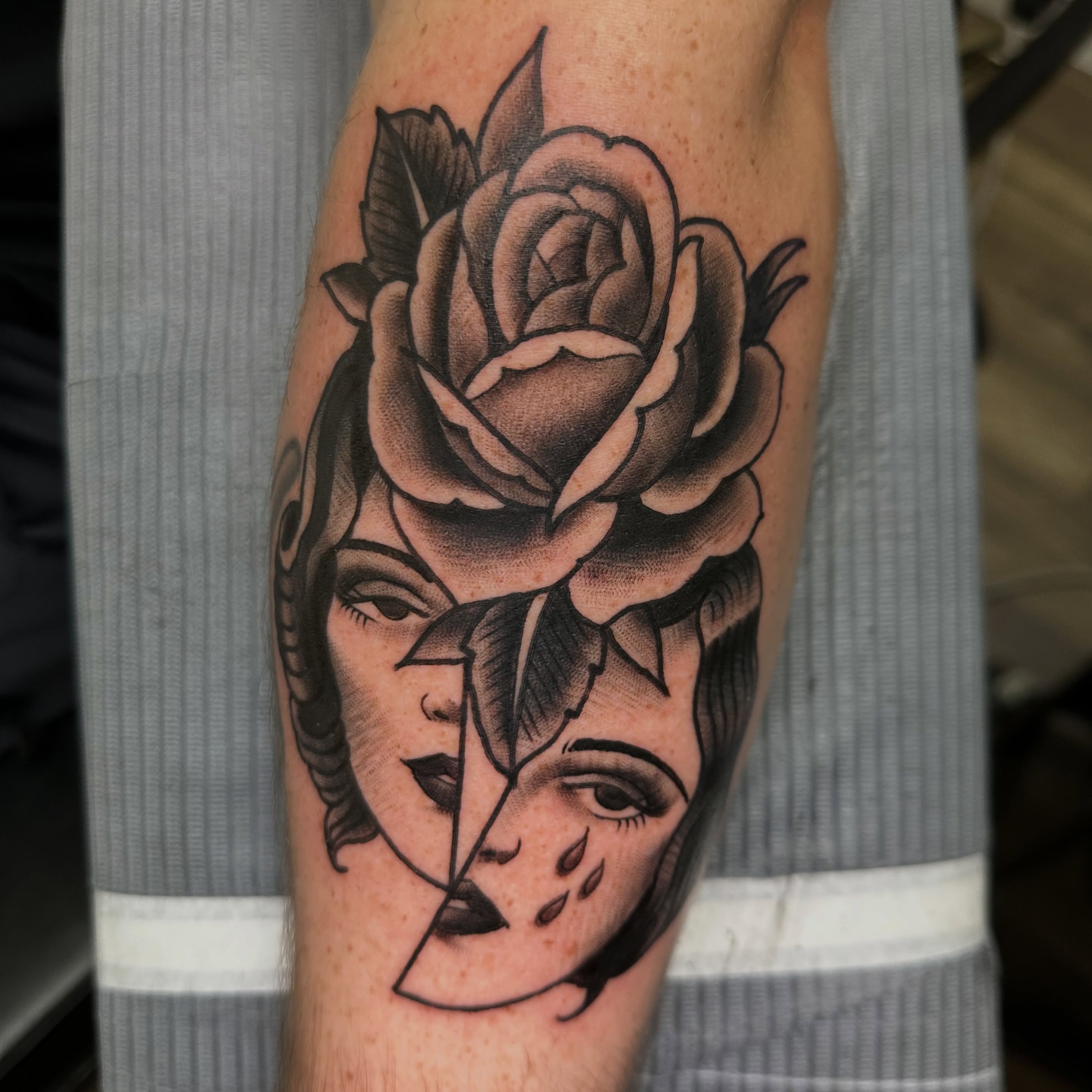 Tattoo by @andyisashark — american_traditional, black_and_grey