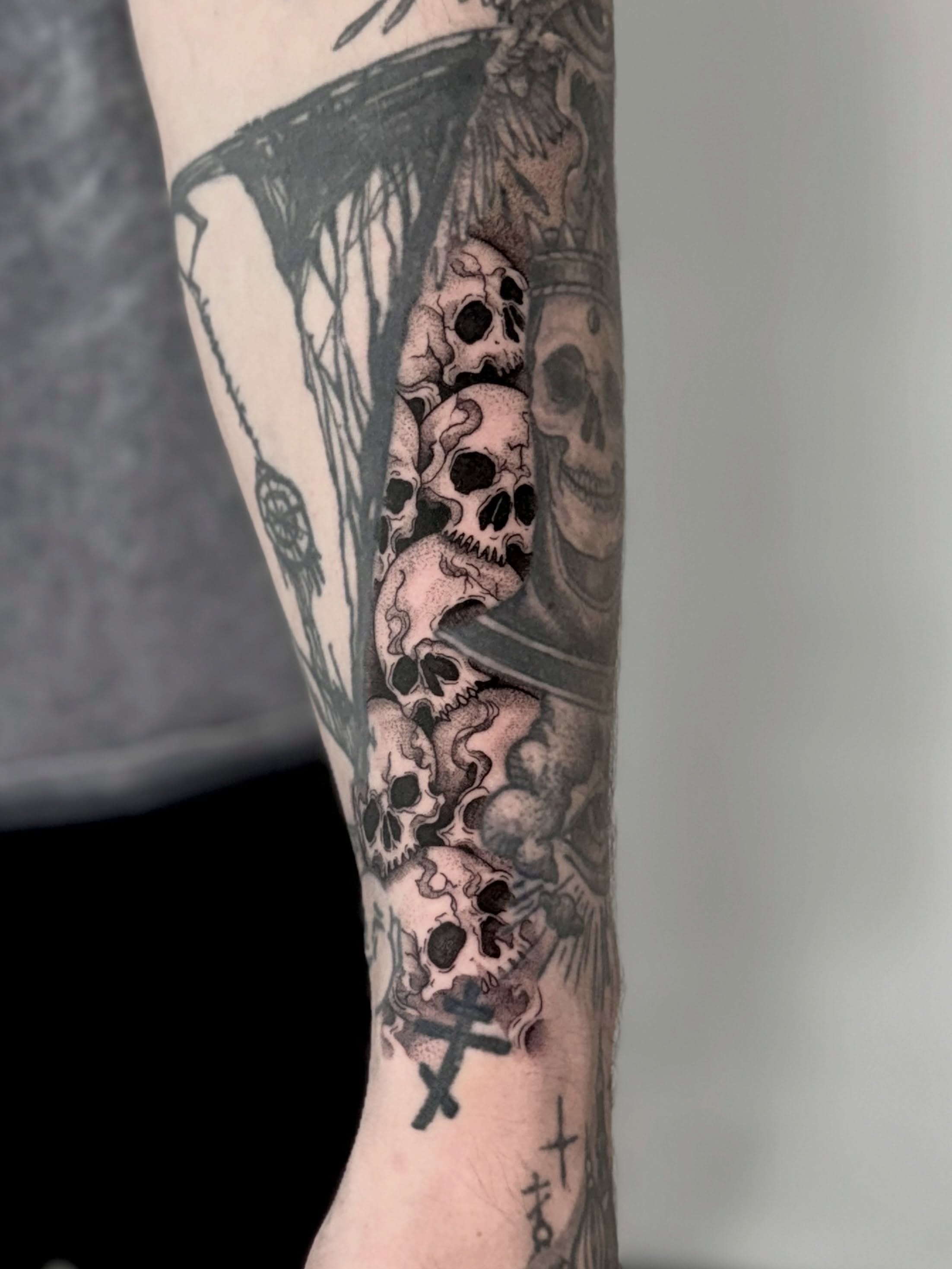 Tattoo by @adrixtatt — black_and_grey, dotwork