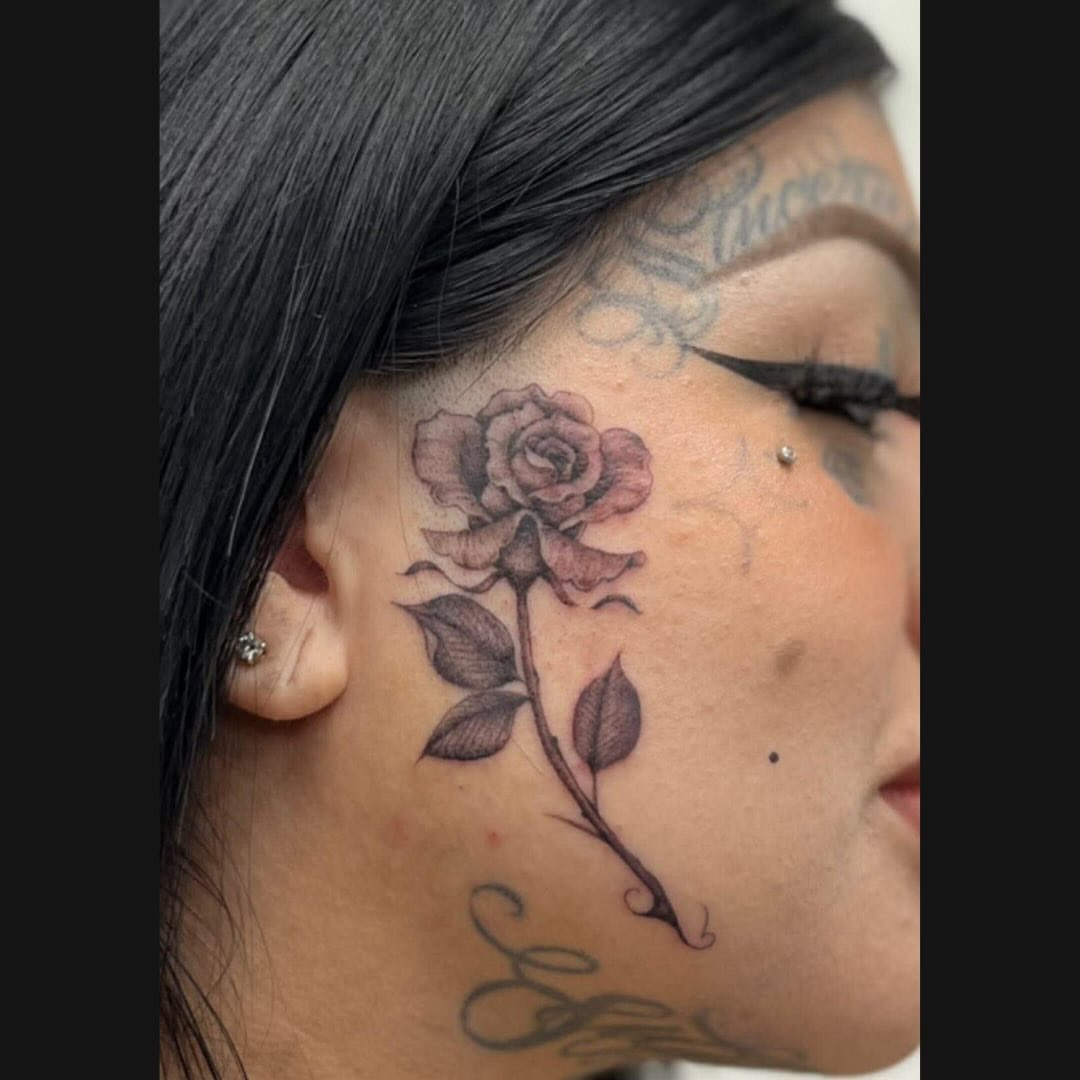 Rose black and grey tattoo on the neck by @nickysix86