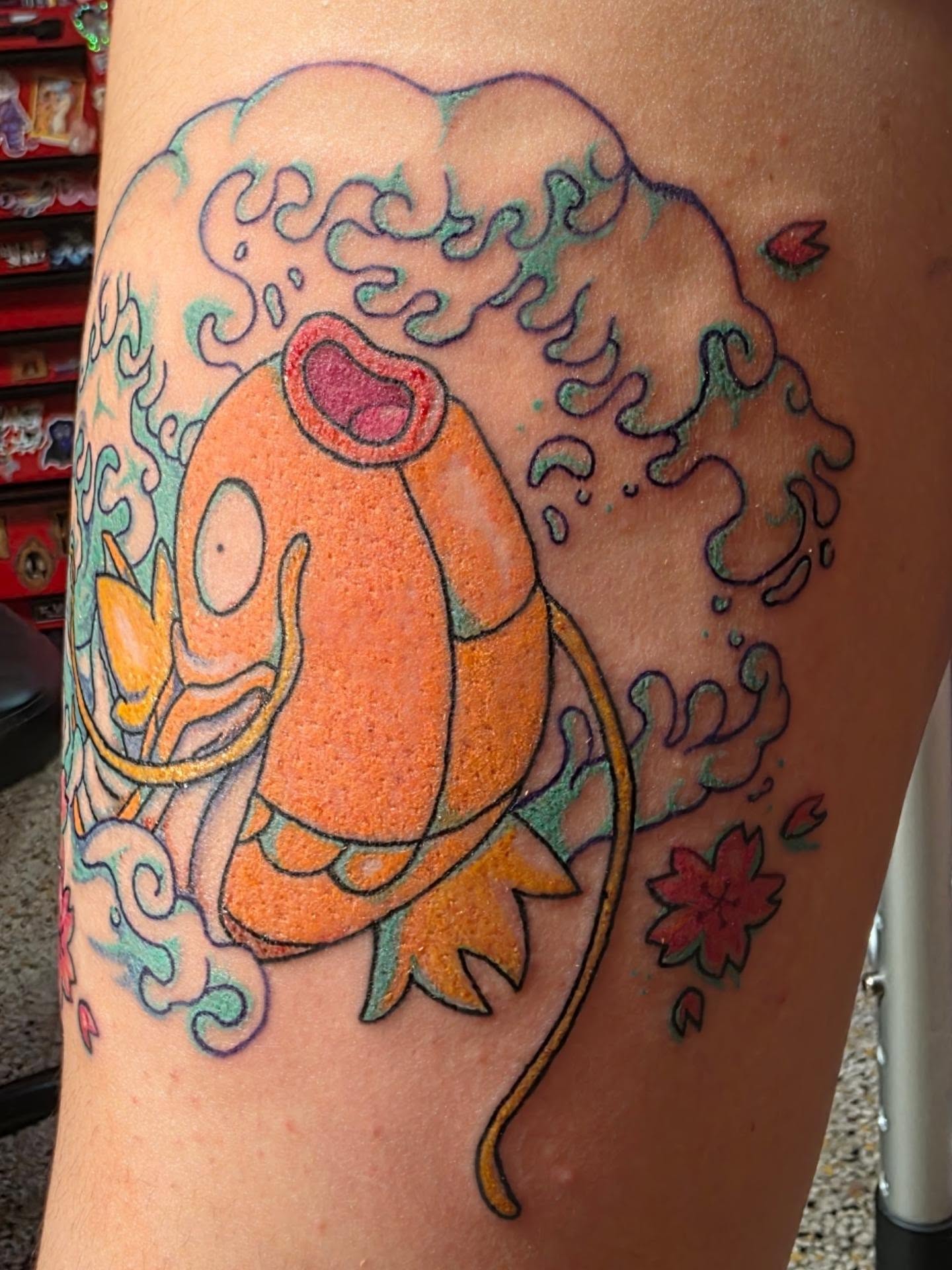 Squirtle new school tattoo on the thigh by K.F. Golden