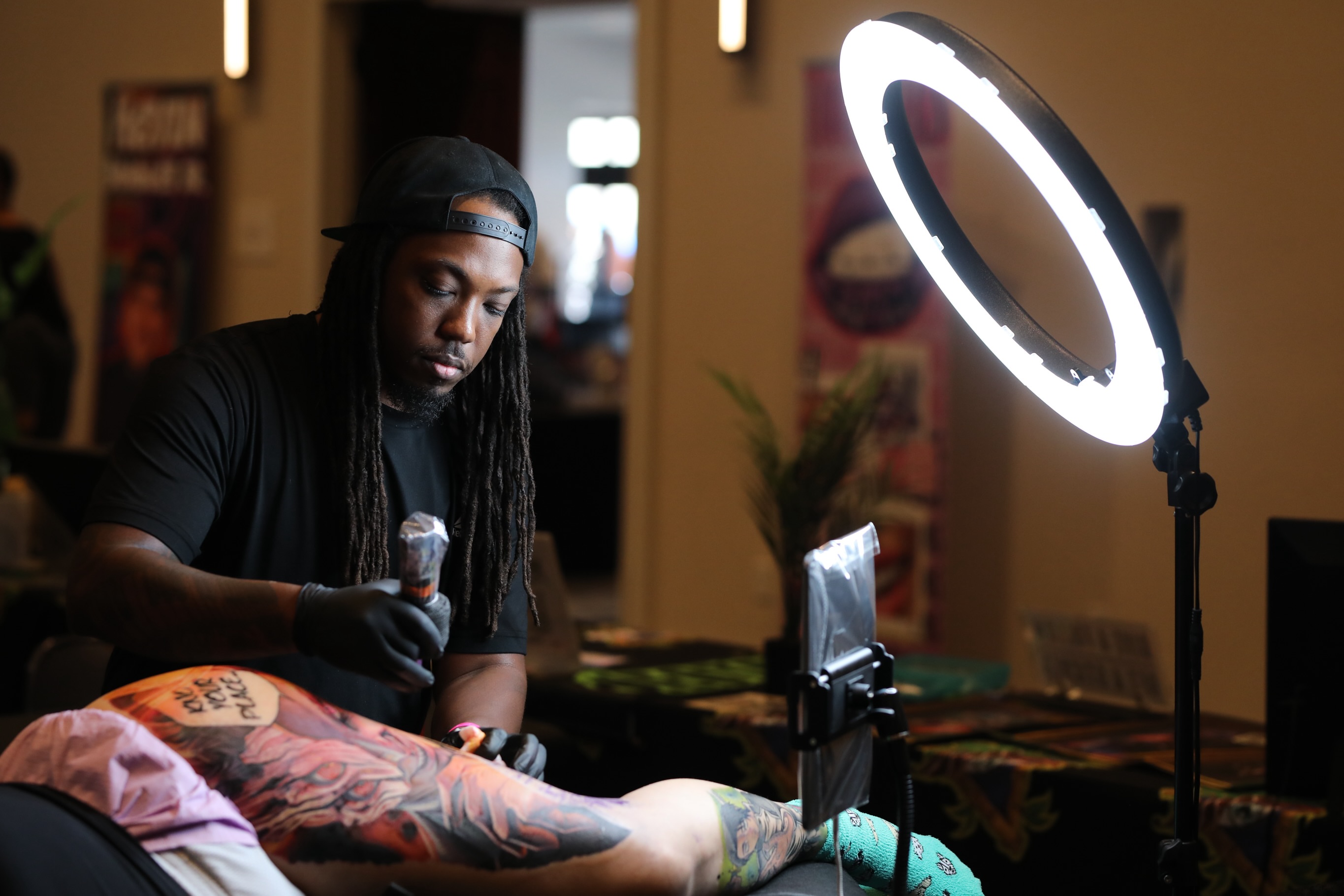 Floral design American traditional tattoo on the thigh by Durb