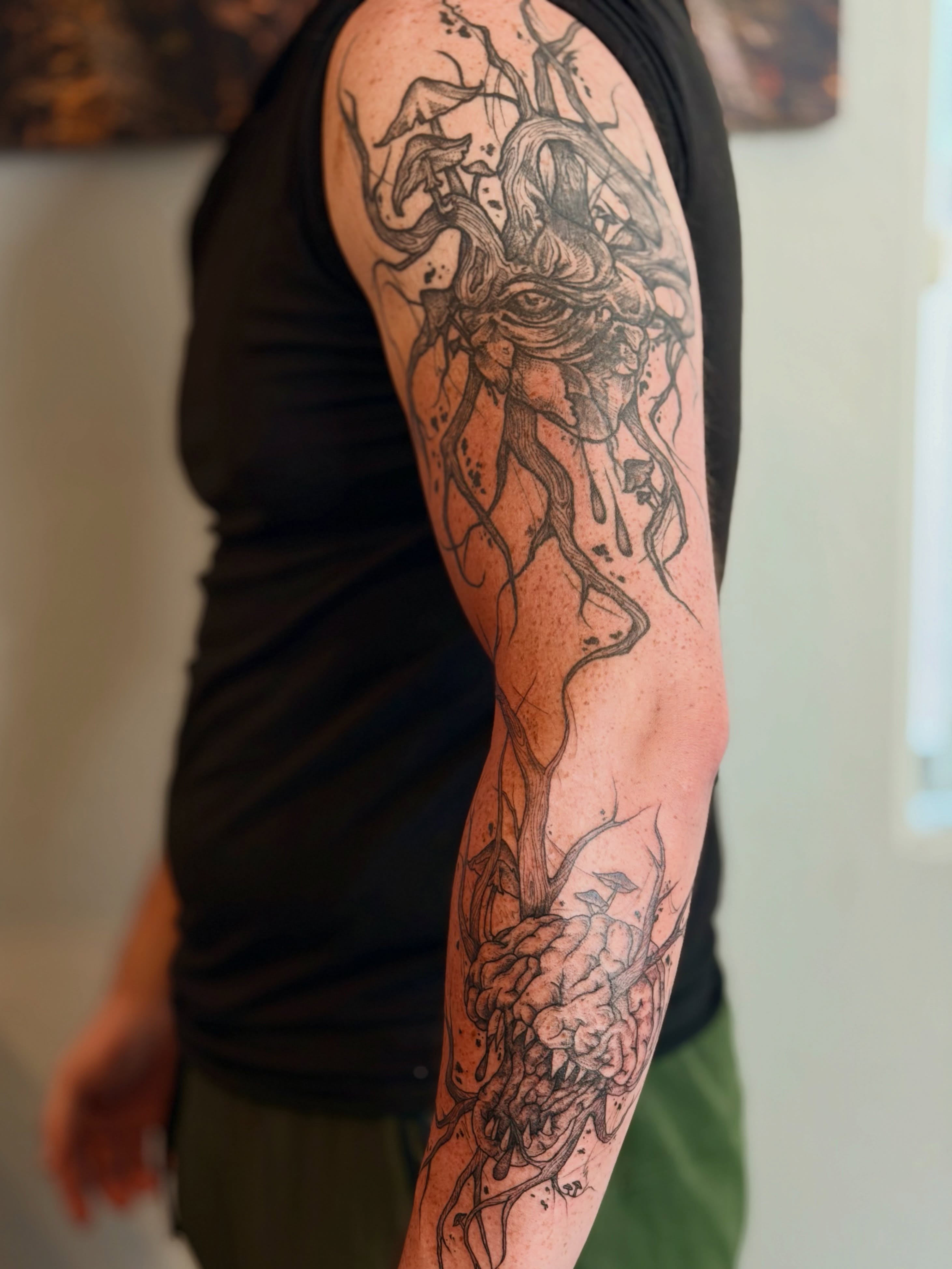 Tattoo by @sound_sanctuary_tattoos — black_and_grey, dotwork