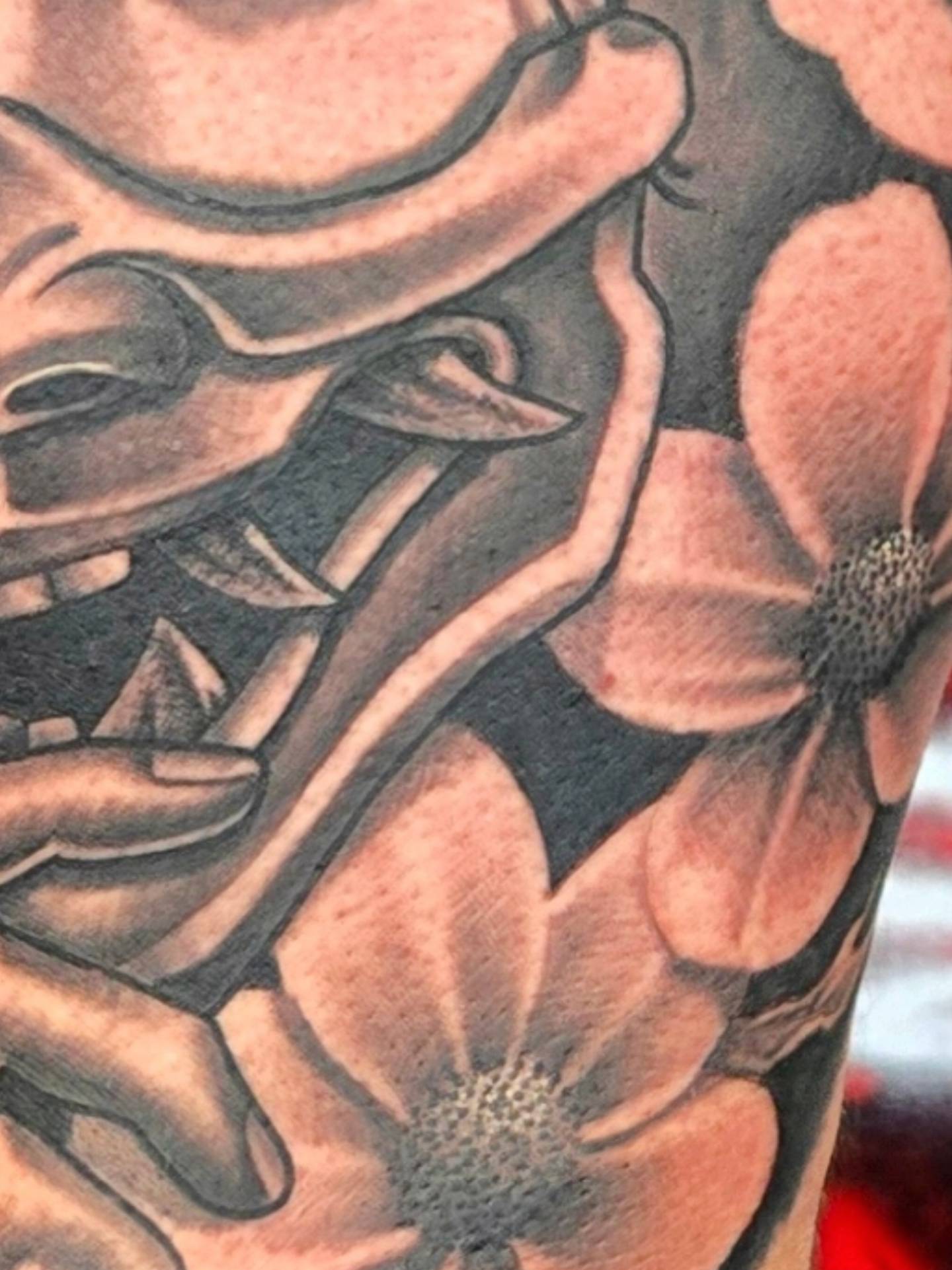 Sunflower black and grey tattoo on the chest by Cee Vann, Greensboro, North Carolina