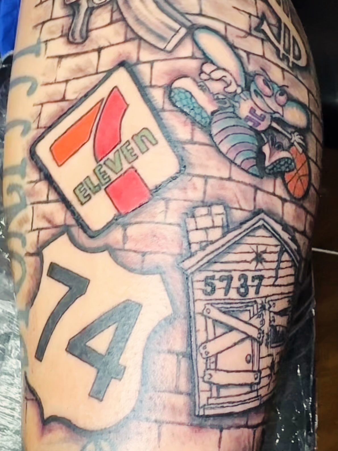 7-Eleven sign American traditional tattoo on the forearm by Jihaad staley π¦, Charlotte, North Carolina