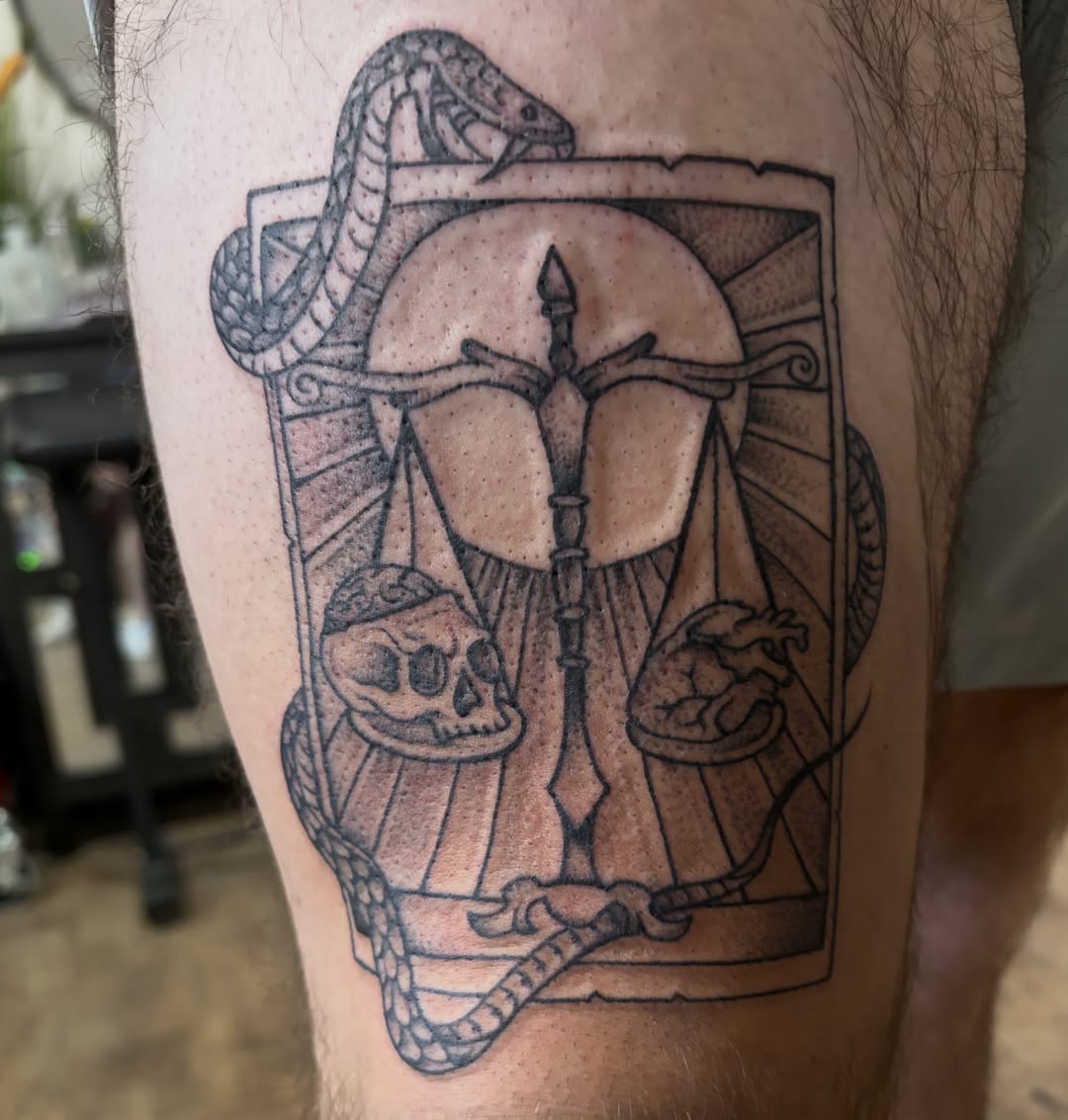 Tattoo by @theblackdottattoo — black_and_grey