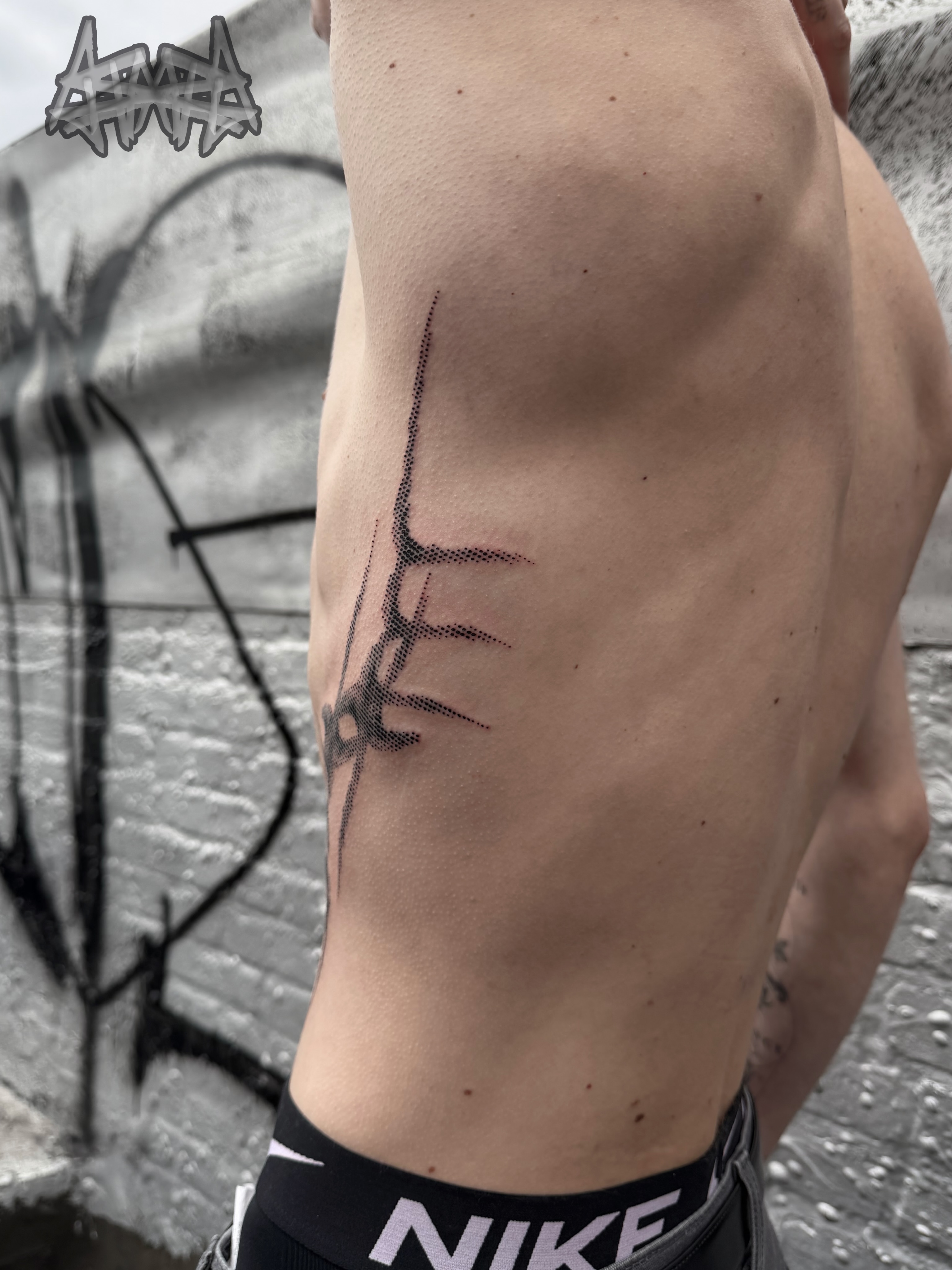 Barbed wire dotwork tattoo by Haza