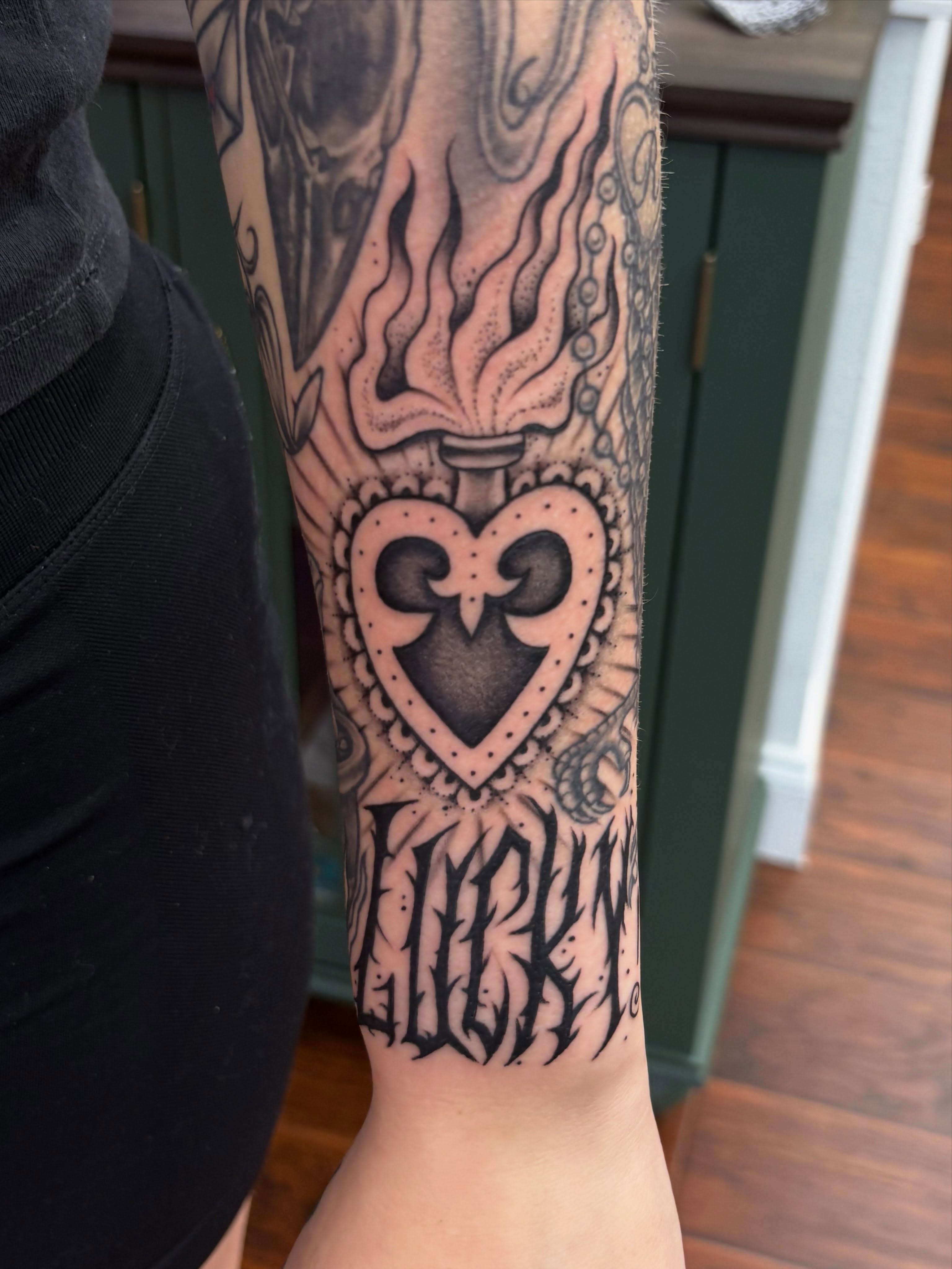 Tattoo by @skyecaliforniaink — black_and_grey, geometric