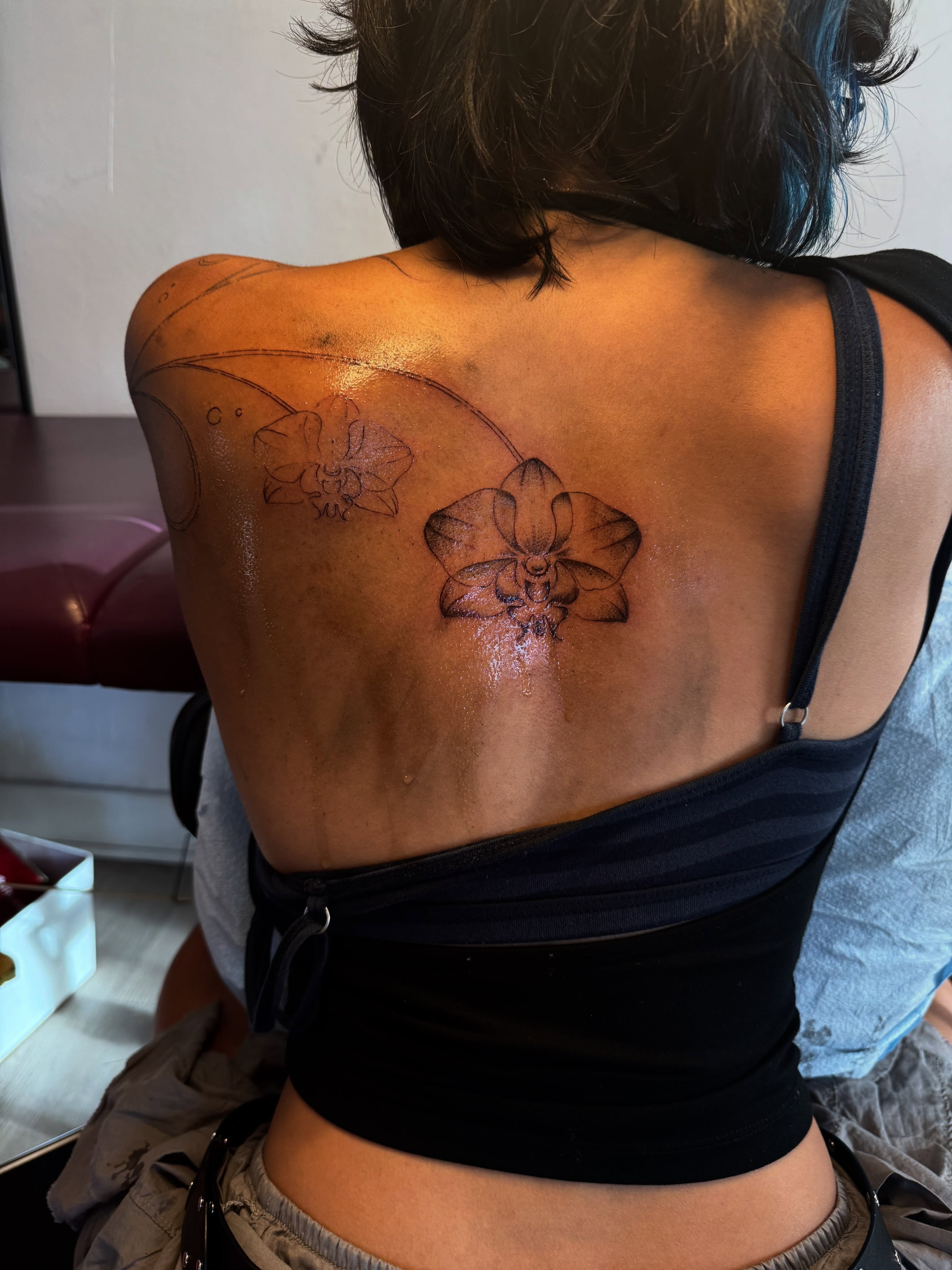 Flower black and grey tattoo on the back by MISO ⟡ Bay Area Tattoo Artist
