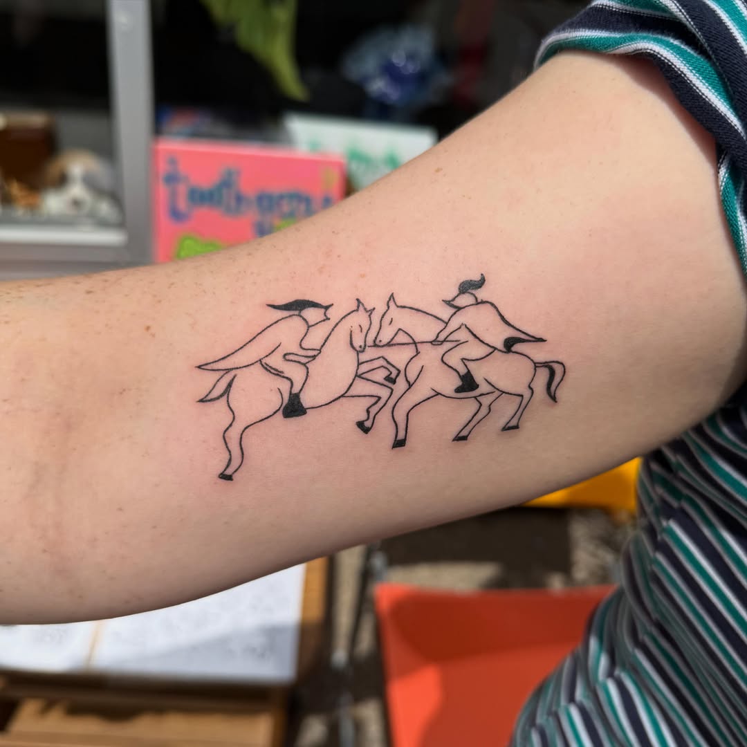 Horses minimalist tattoo on the forearm by house0fsleep 💤