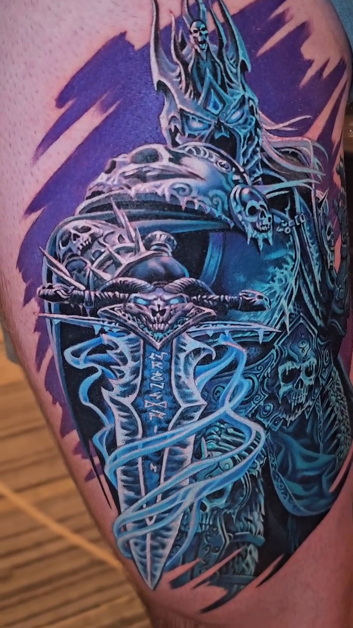The Lich King realism tattoo by Walt Watts, Salt Lake City, Utah
