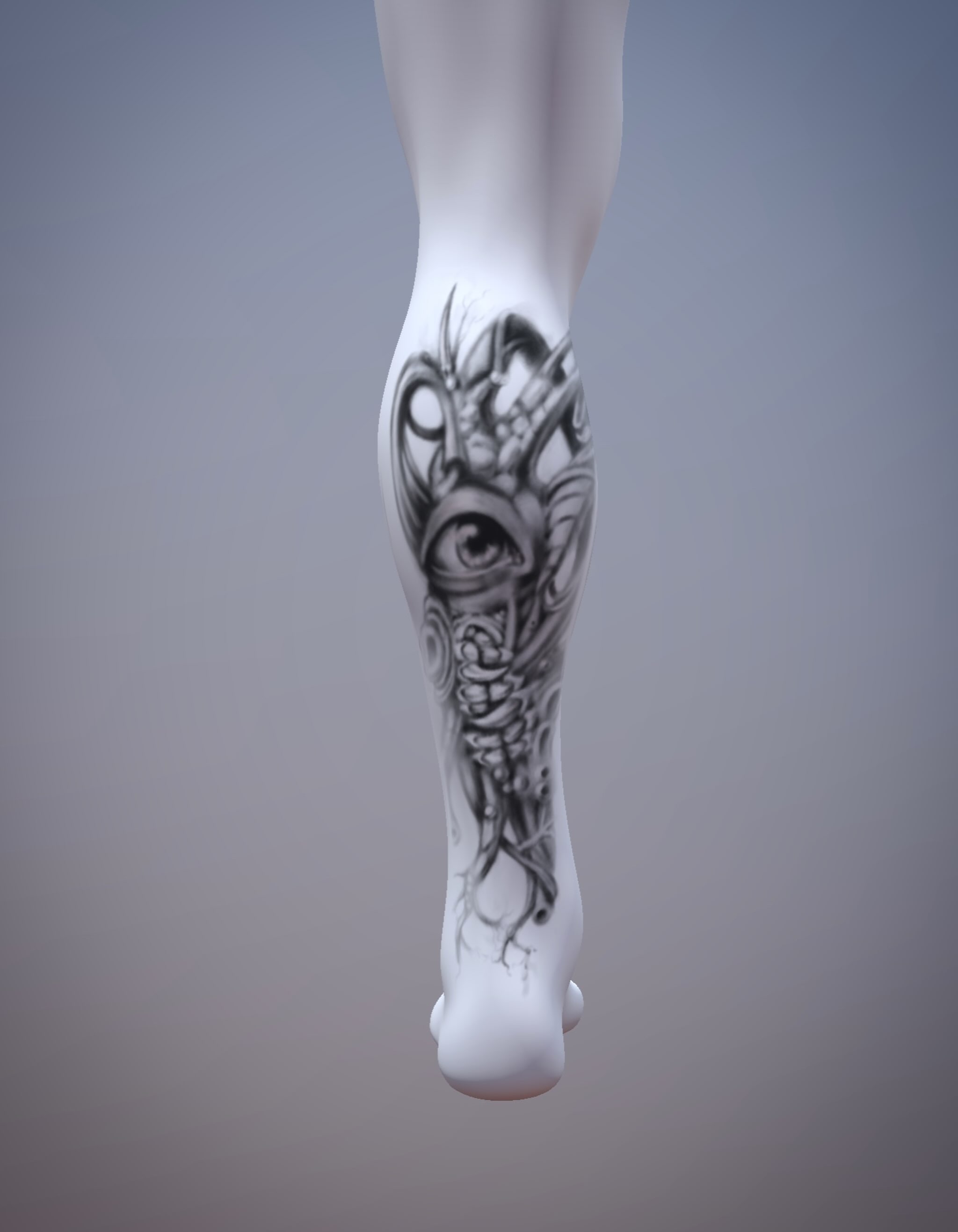 Eye and hand geometric tattoo on the calf by Jo Xylo - Minneapolis Tattoo Artist, Minneapolis, Minnesota