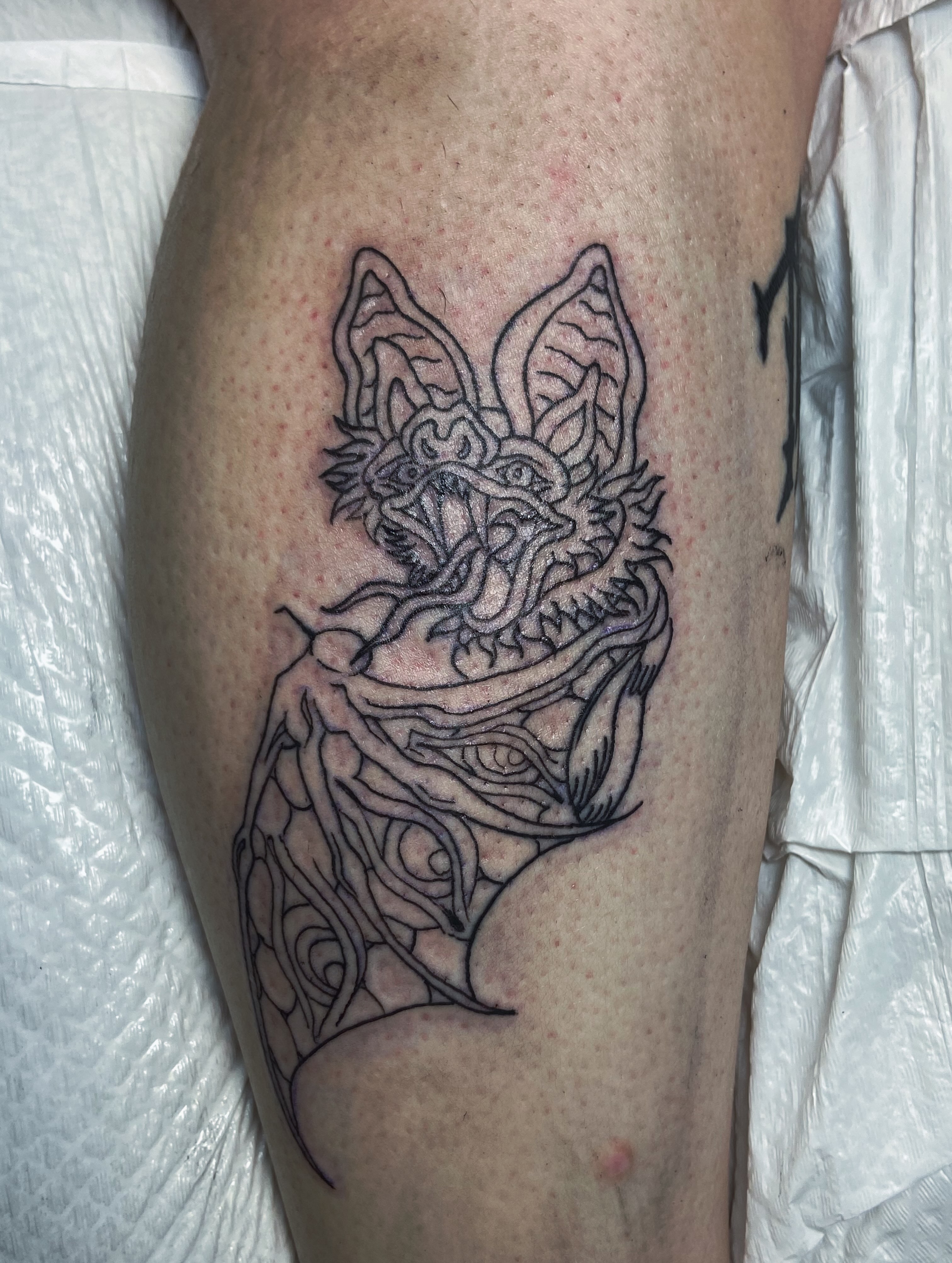 Tattoo by @tinyterrorink — black_and_grey