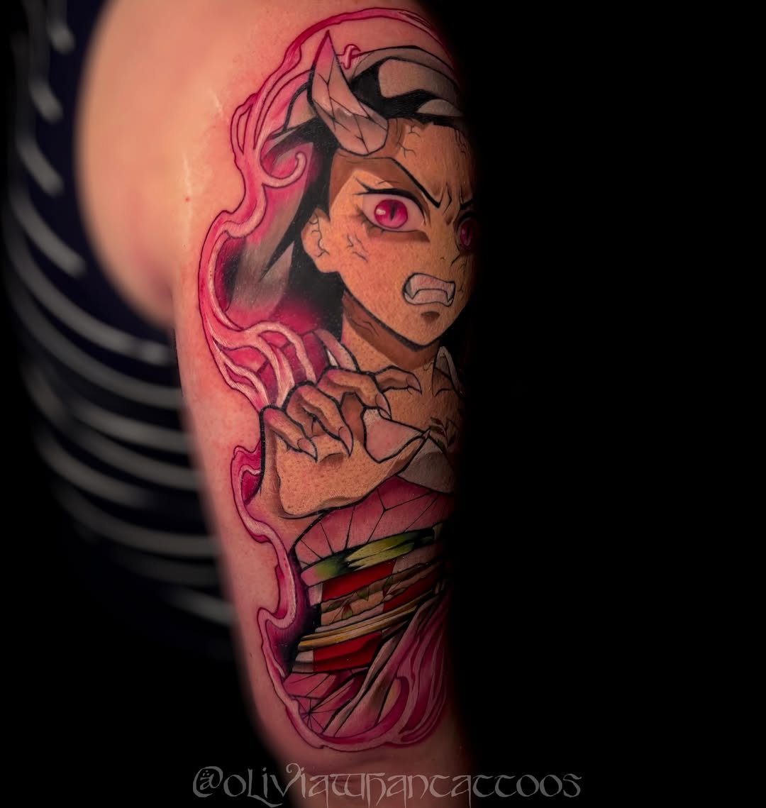Tattoo by @oliviawhantattoos — anime, geometric