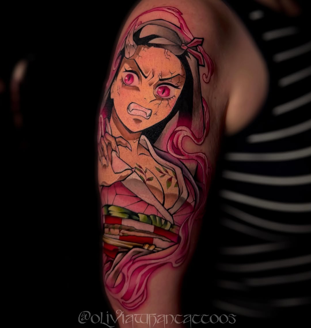 Anime character anime tattoo on the forearm by Olivia Whan Tattoos🌙