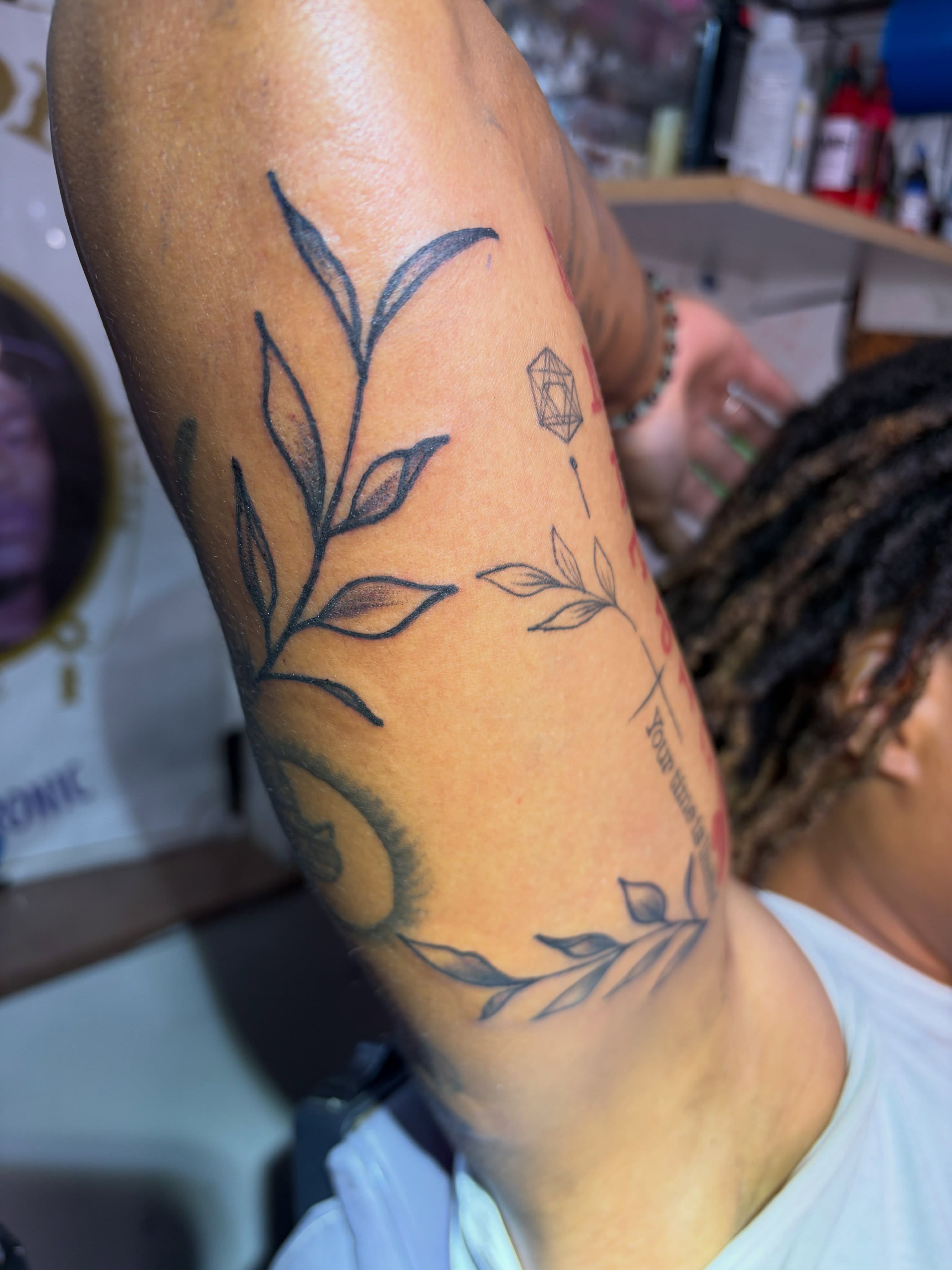 Branch with leaves fine line tattoo on the forearm by 🔥Matt Tatts 313🔥