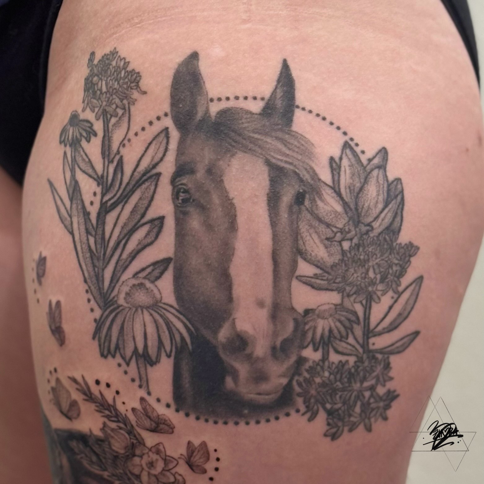 Tattoo by @zhoradevi — black_and_grey, realism