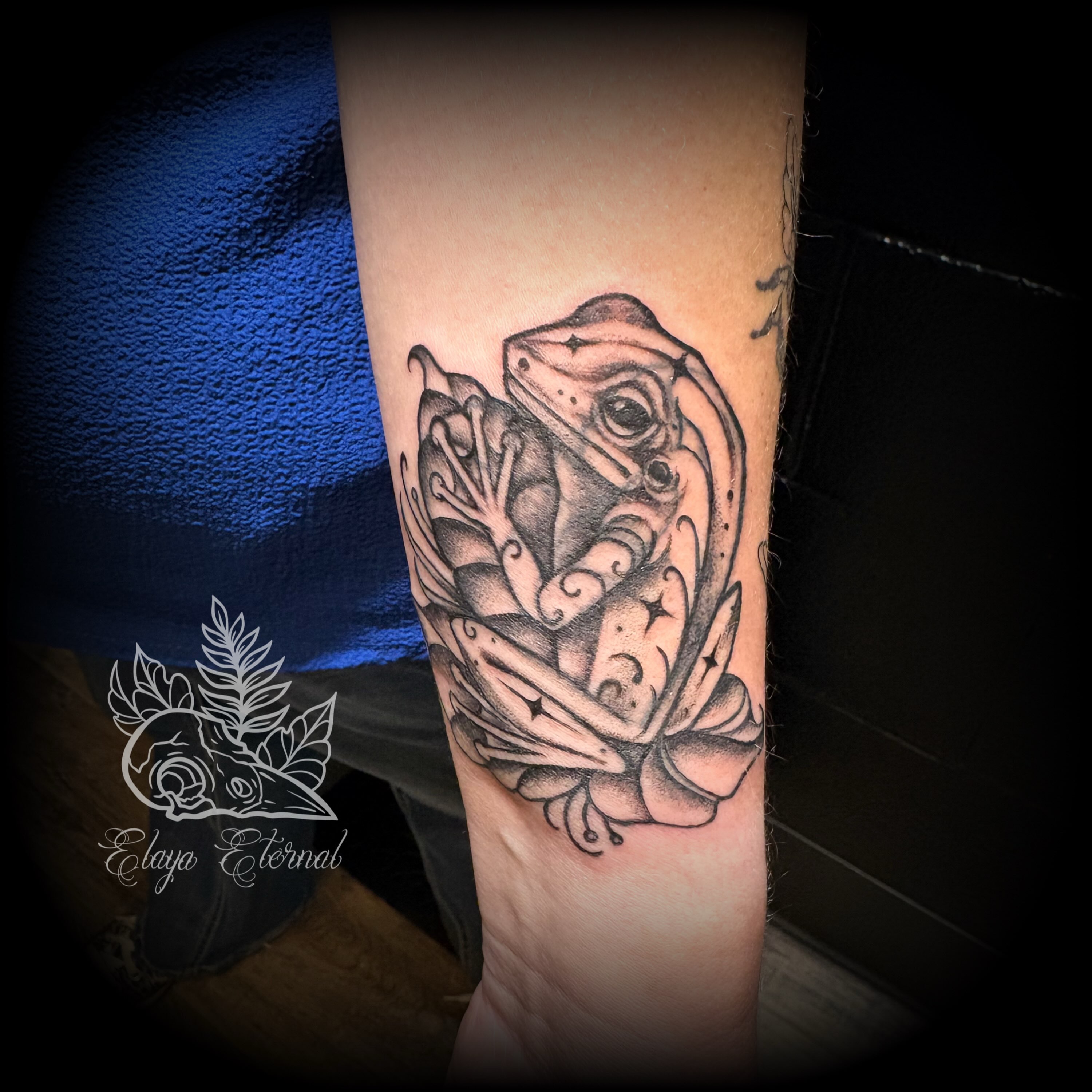 Tattoo by @elaya.tattoo.artistry — black_and_grey
