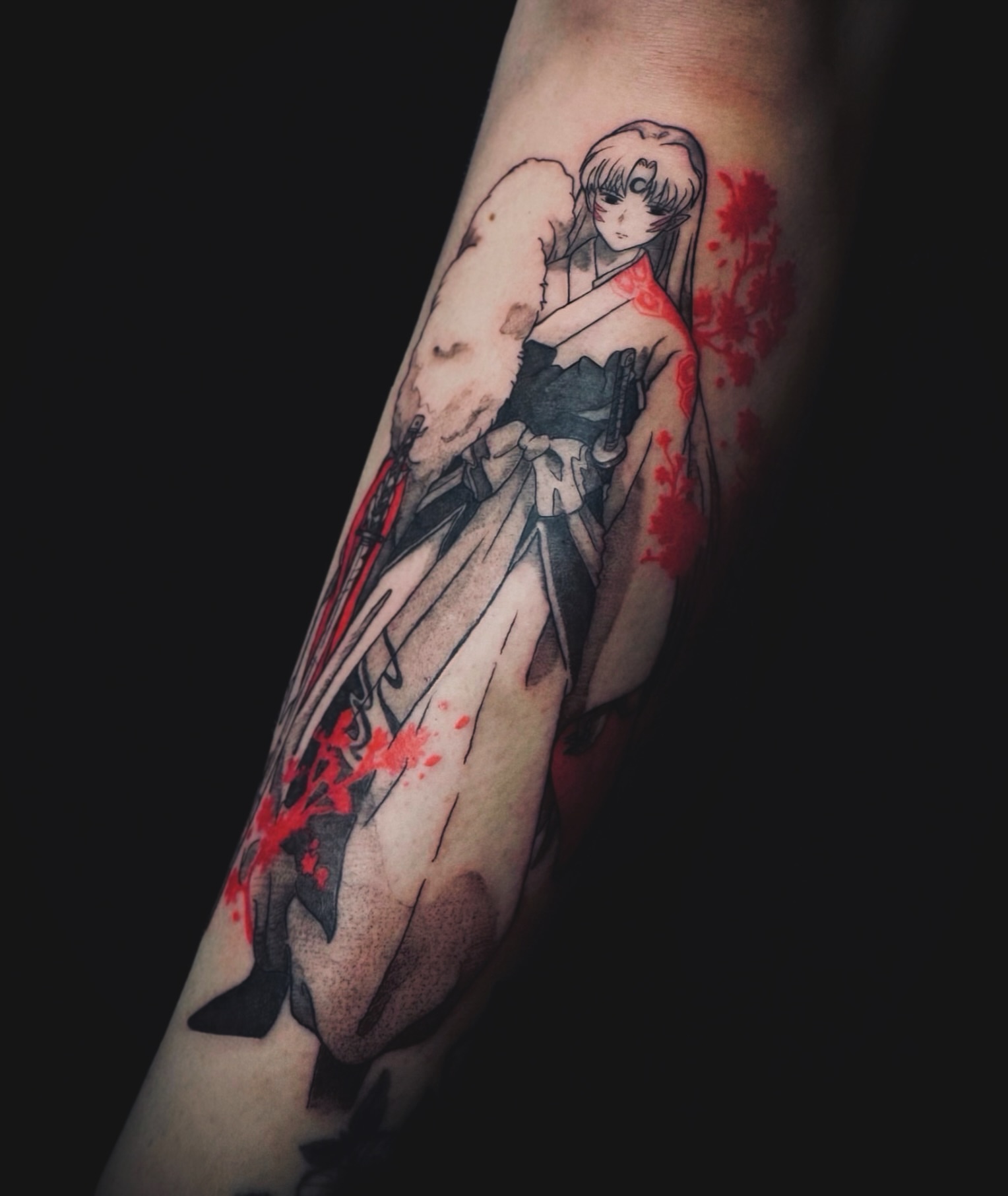 Tattoo by @astrochocobo — anime, dotwork