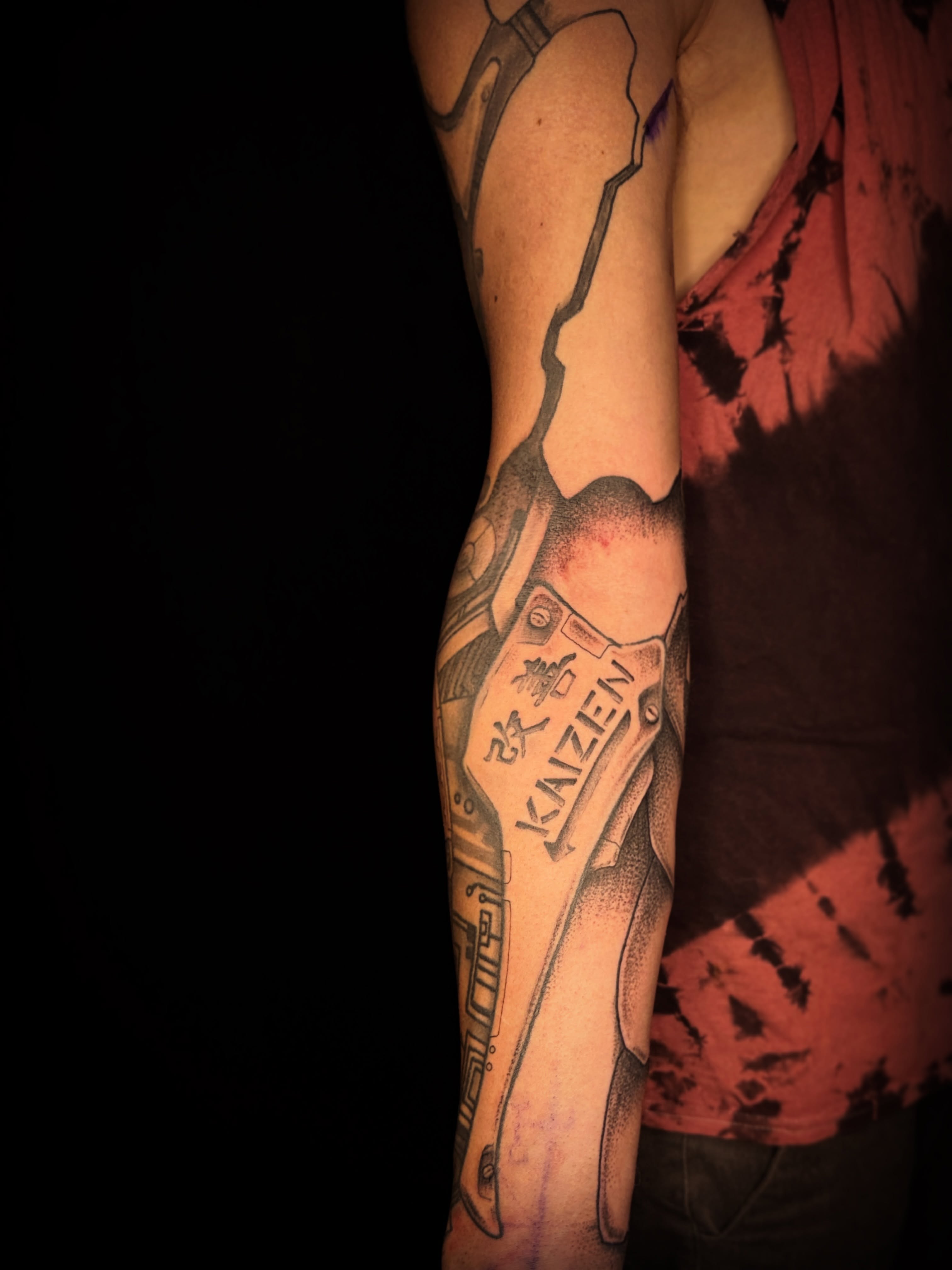 Gun black and grey tattoo on the forearm by Will McCoy (Tattooist), Murray, Utah