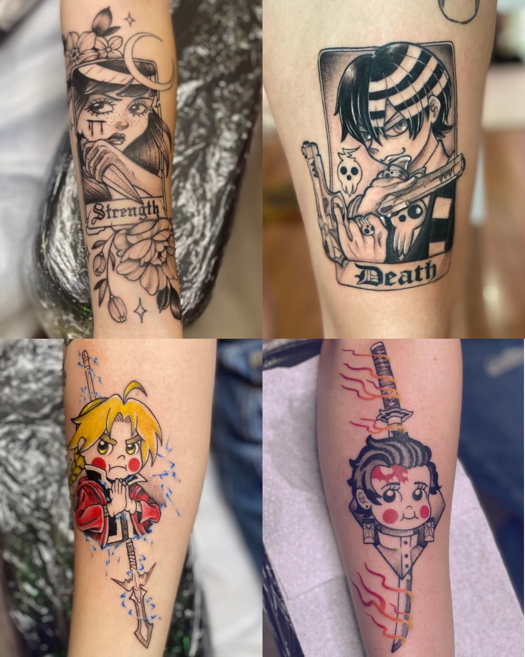 Anime characters anime tattoo on the forearm by Dani Di Pietrantonio