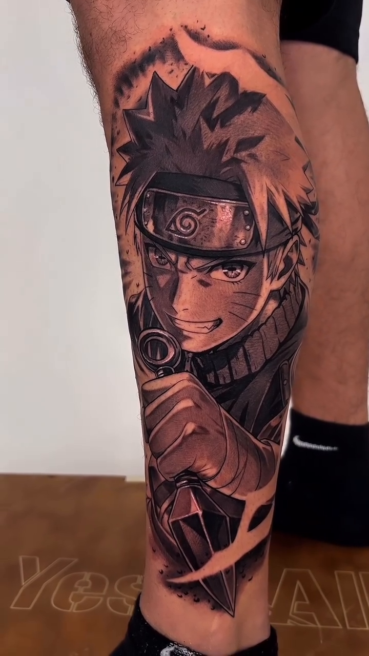 Naruto Uzumaki anime tattoo by BJ