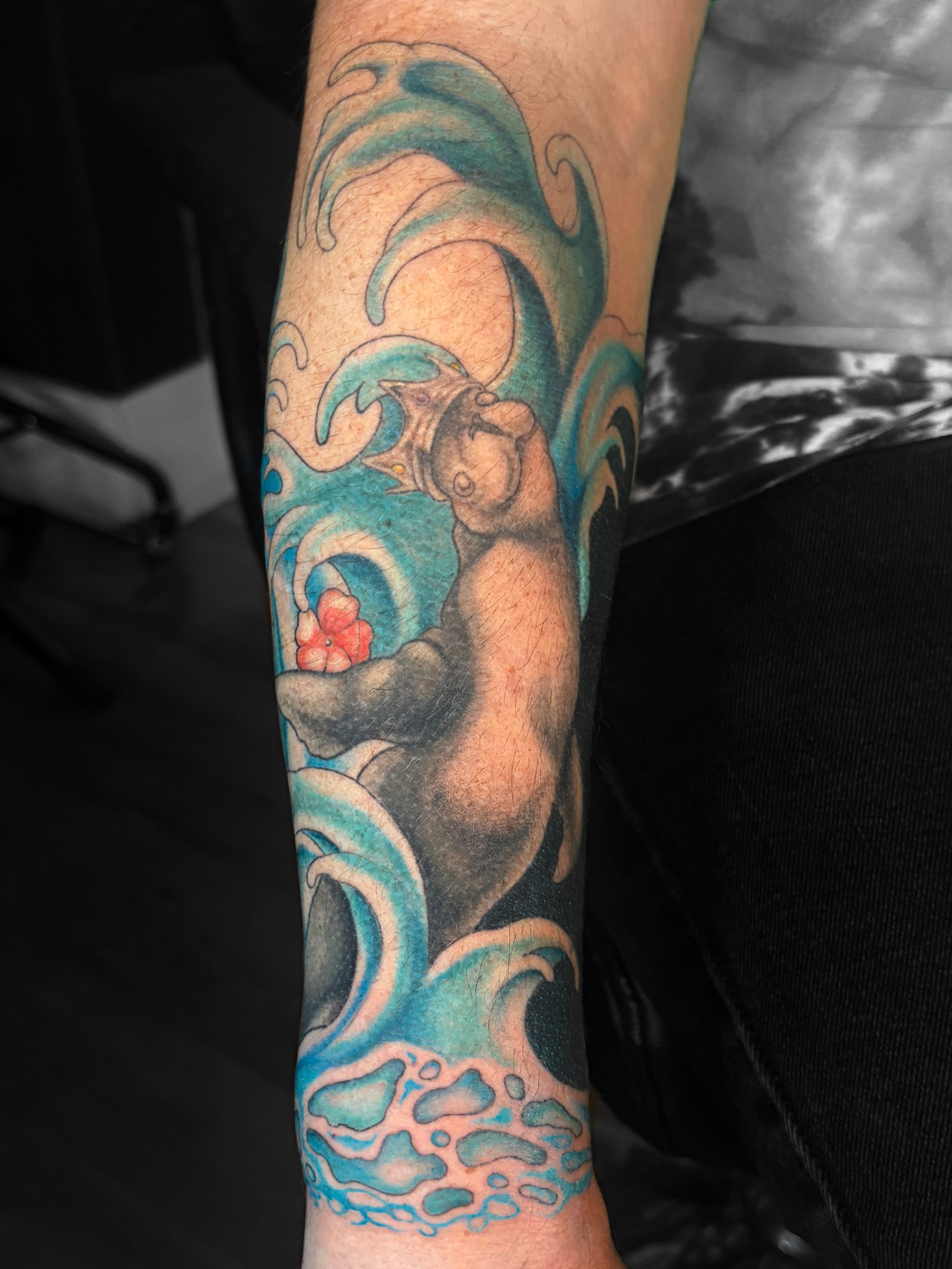 Mermaid realism tattoo on the forearm by Autumn