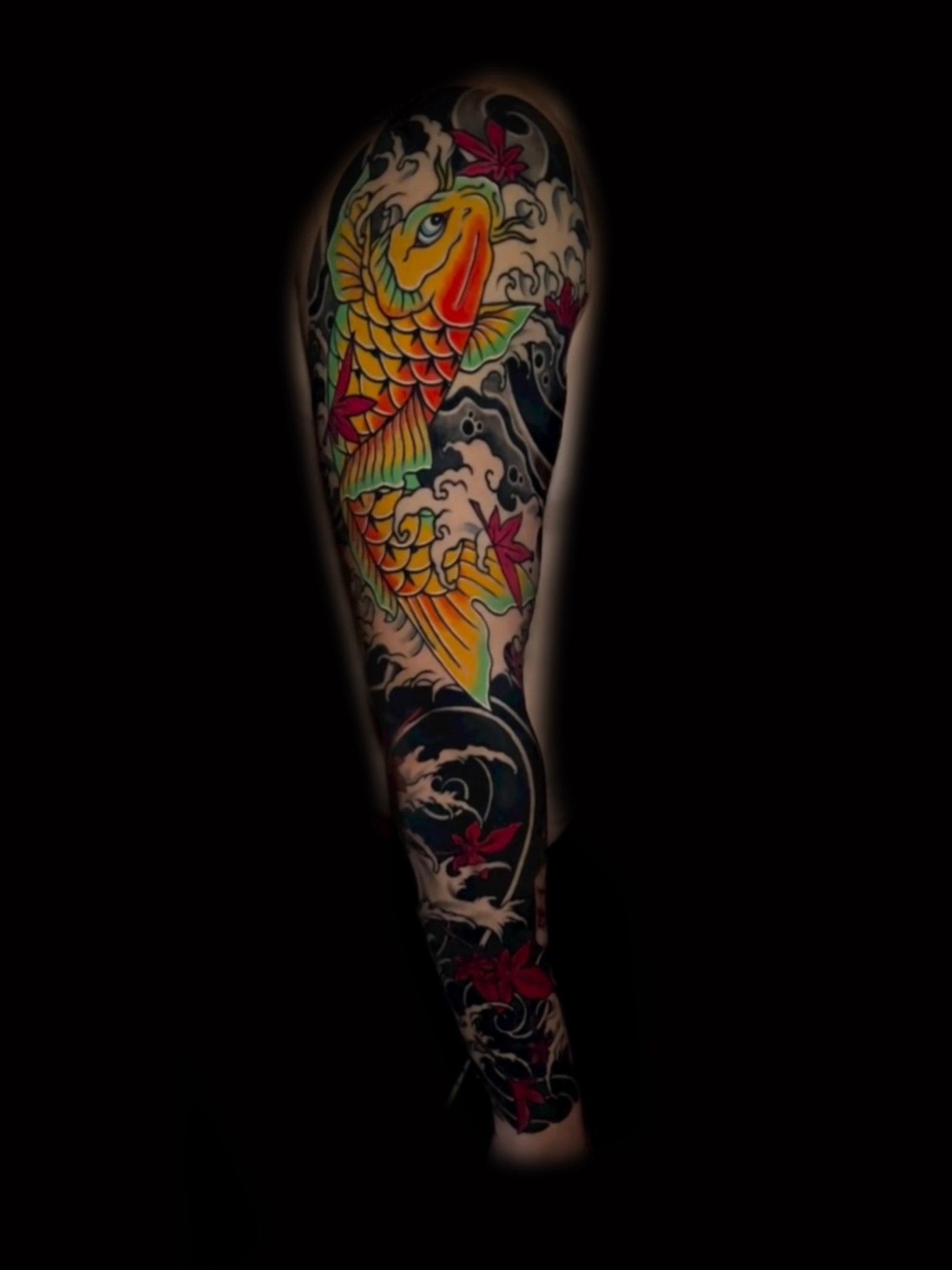 Koi fish japanese irezumi tattoo on the forearm by Alex