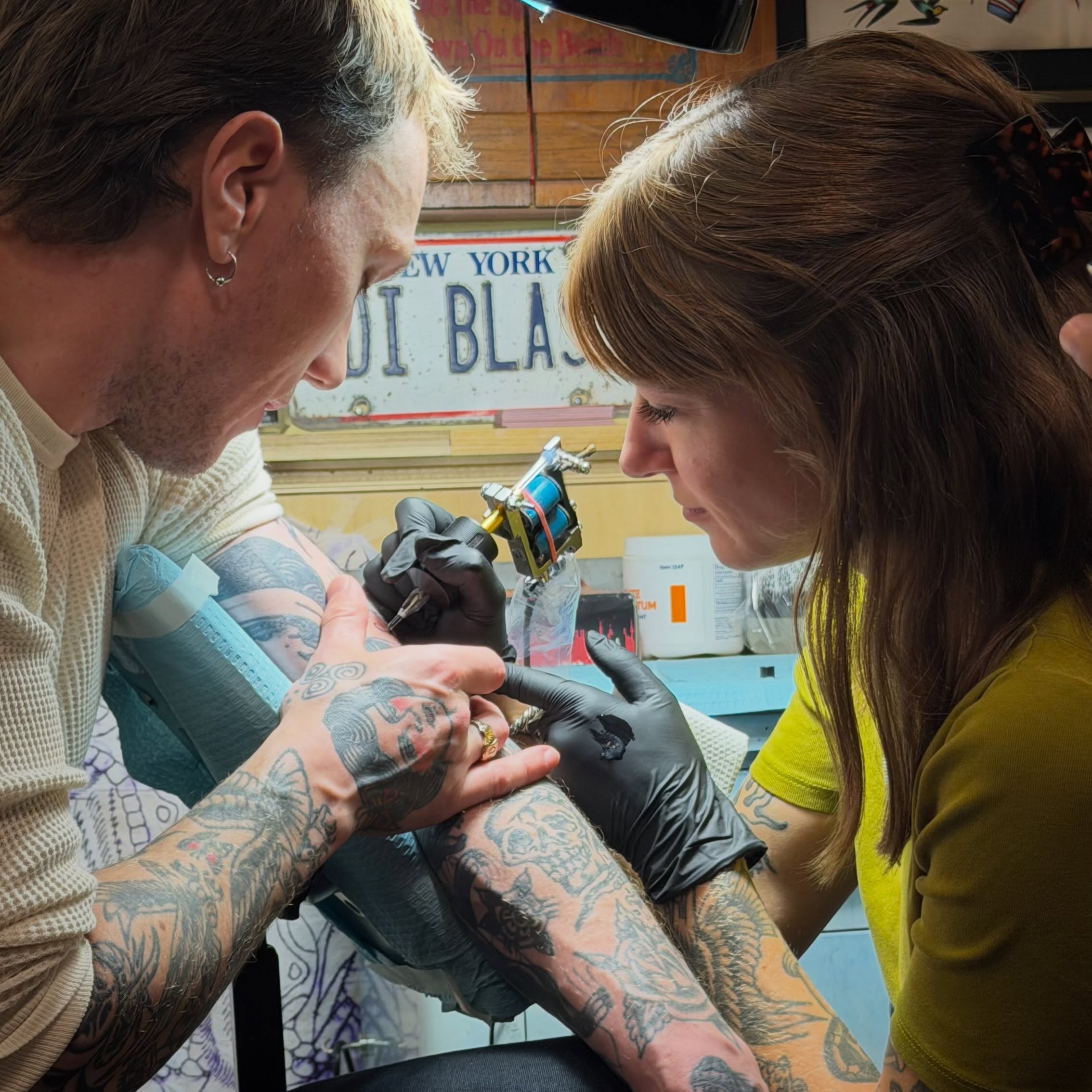 Portrait American traditional tattoo on the forearm by Danny DiBlasi, San Francisco, California