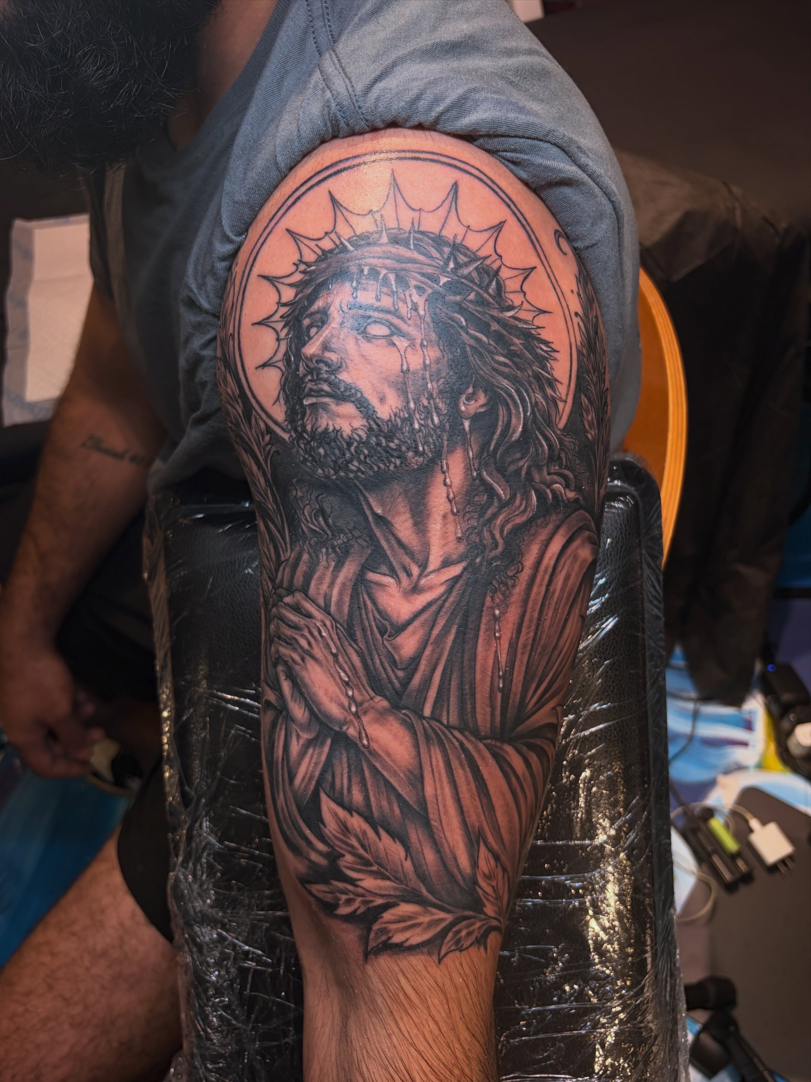 Jesus Christ realism tattoo on the forearm by Inked By E, Philadelphia, Pennsylvania