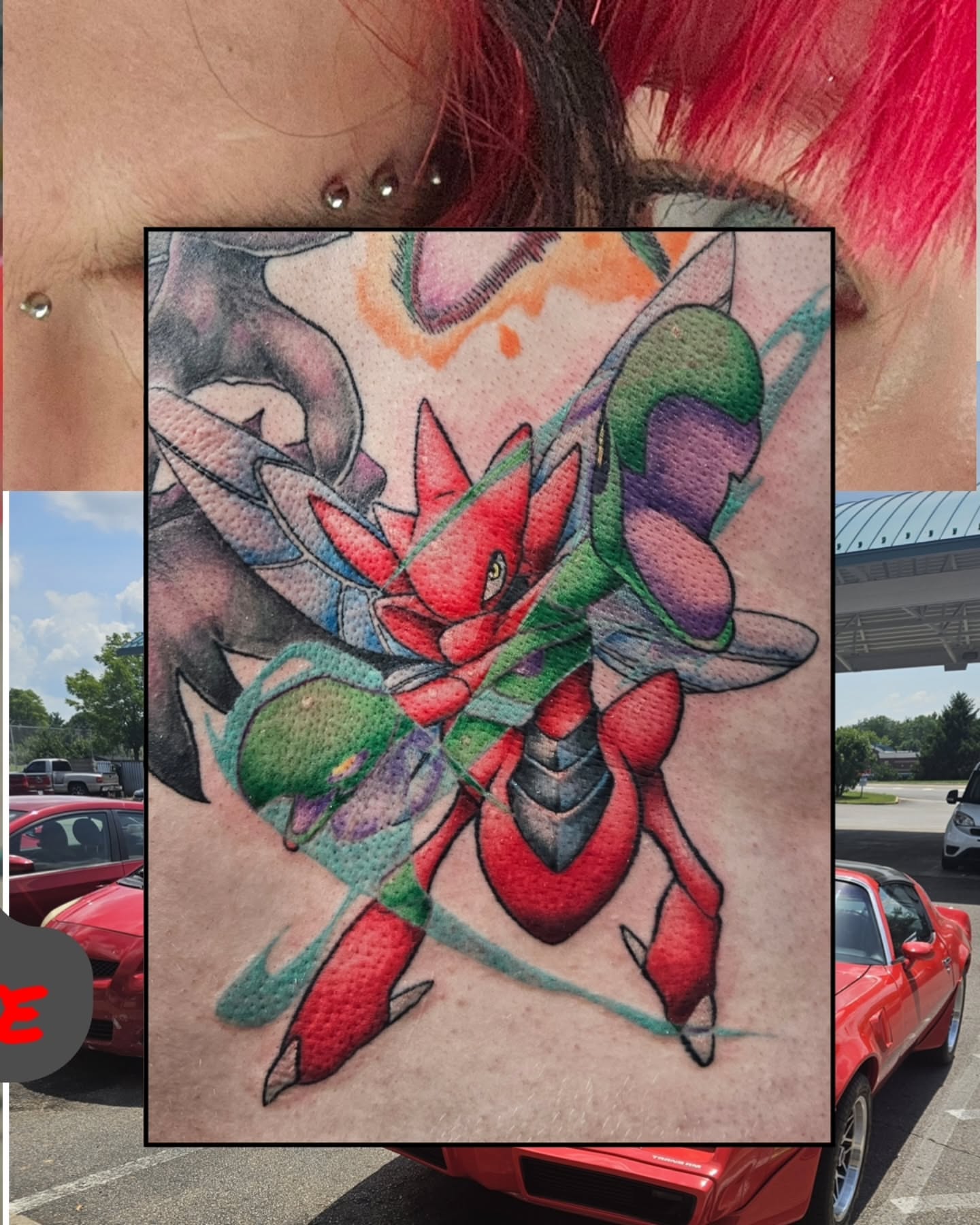 Starmie dotwork tattoo on the chest by Damian Eames