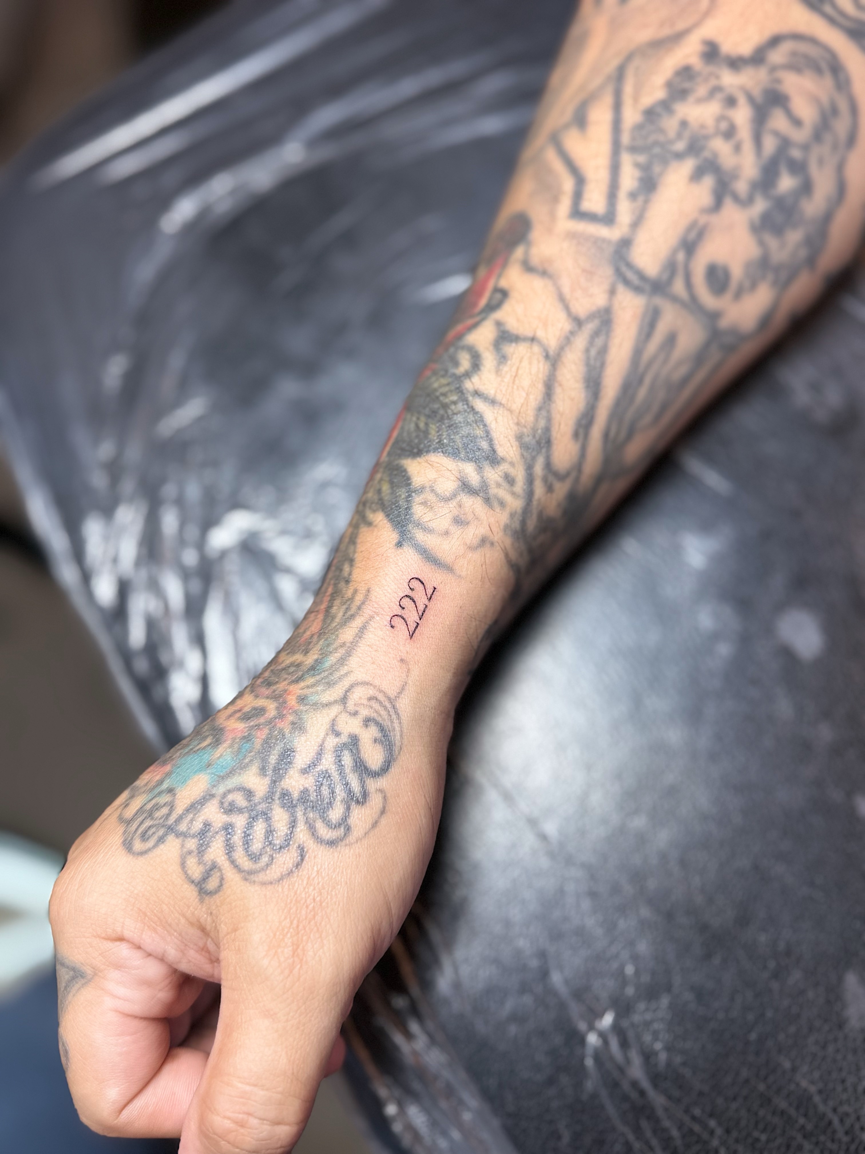 Script lettering lettering script tattoo on the forearm by INK with Christian, Mineral Wells, Texas