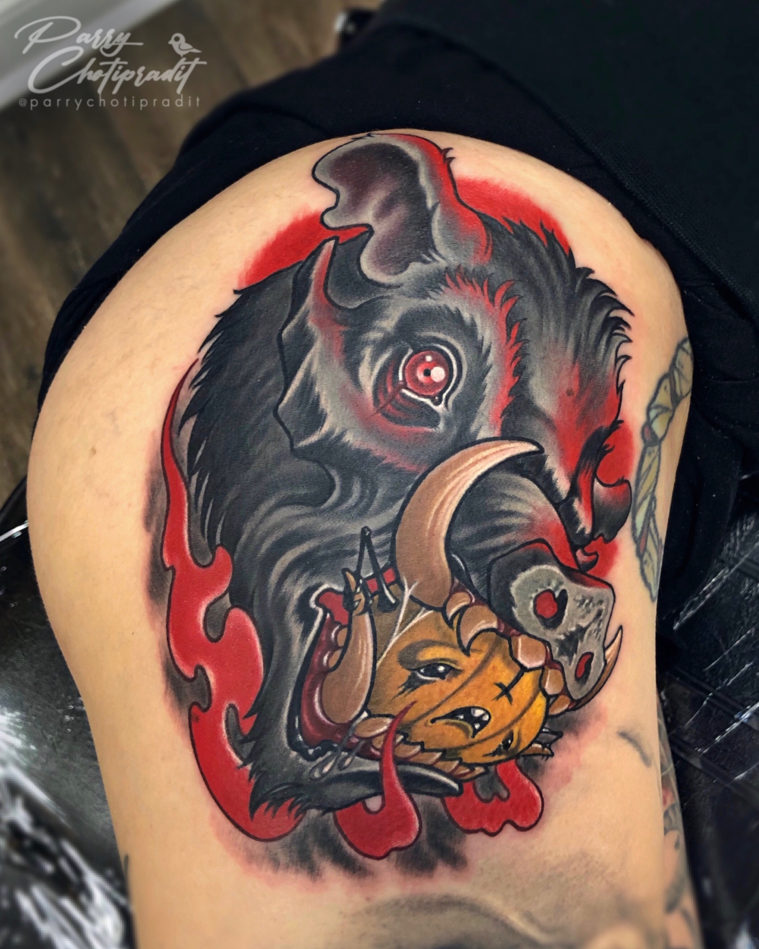 Tattoo by @parrychotipradit — american_traditional, dark_realism